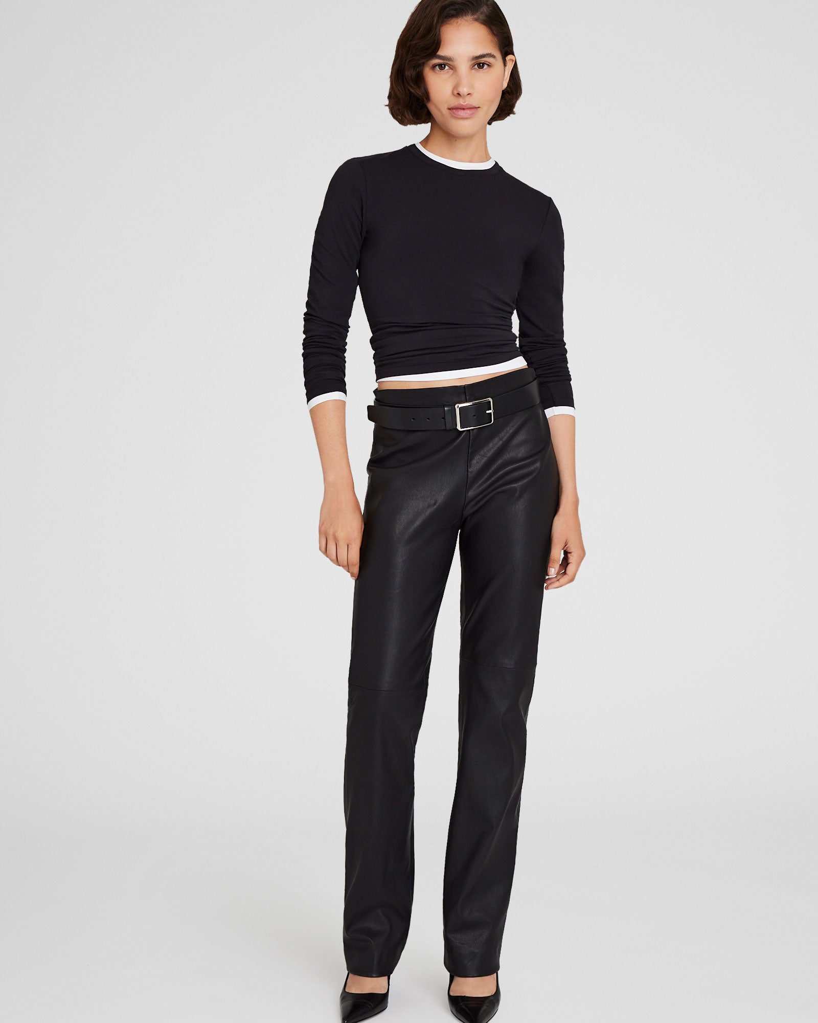 CLUB MONACO - Contour Long-Sleeve Top - Black