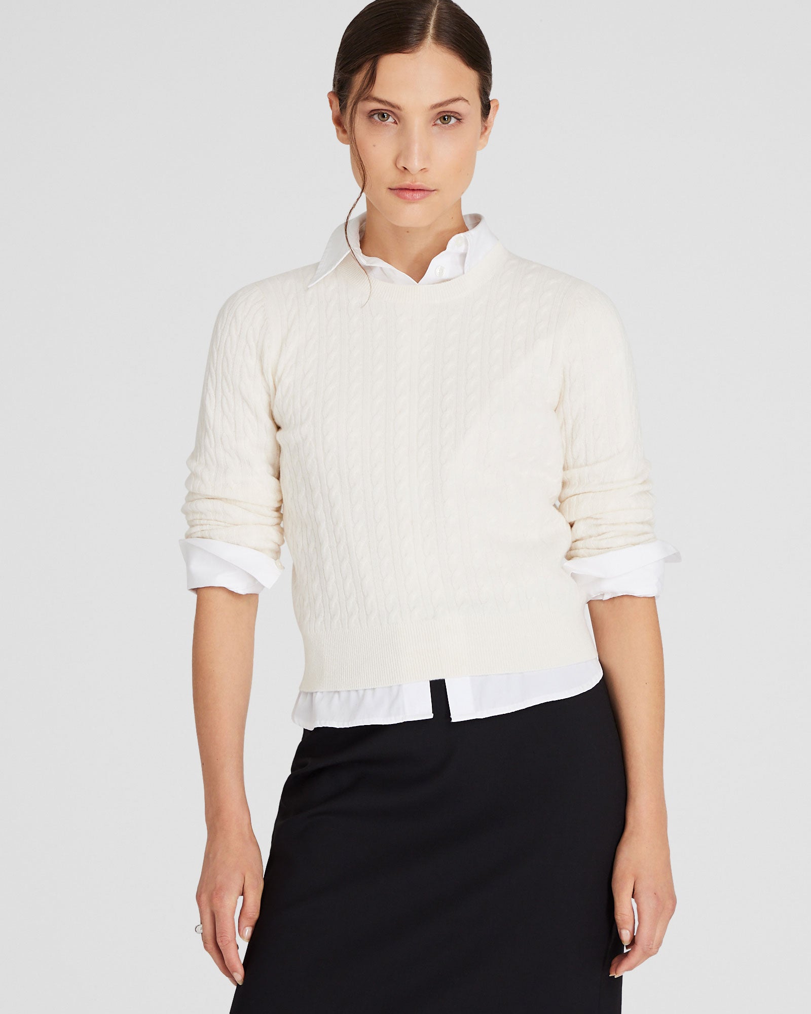 CLUB MONACO - Chandail en cachemire manche longue - Ivoire