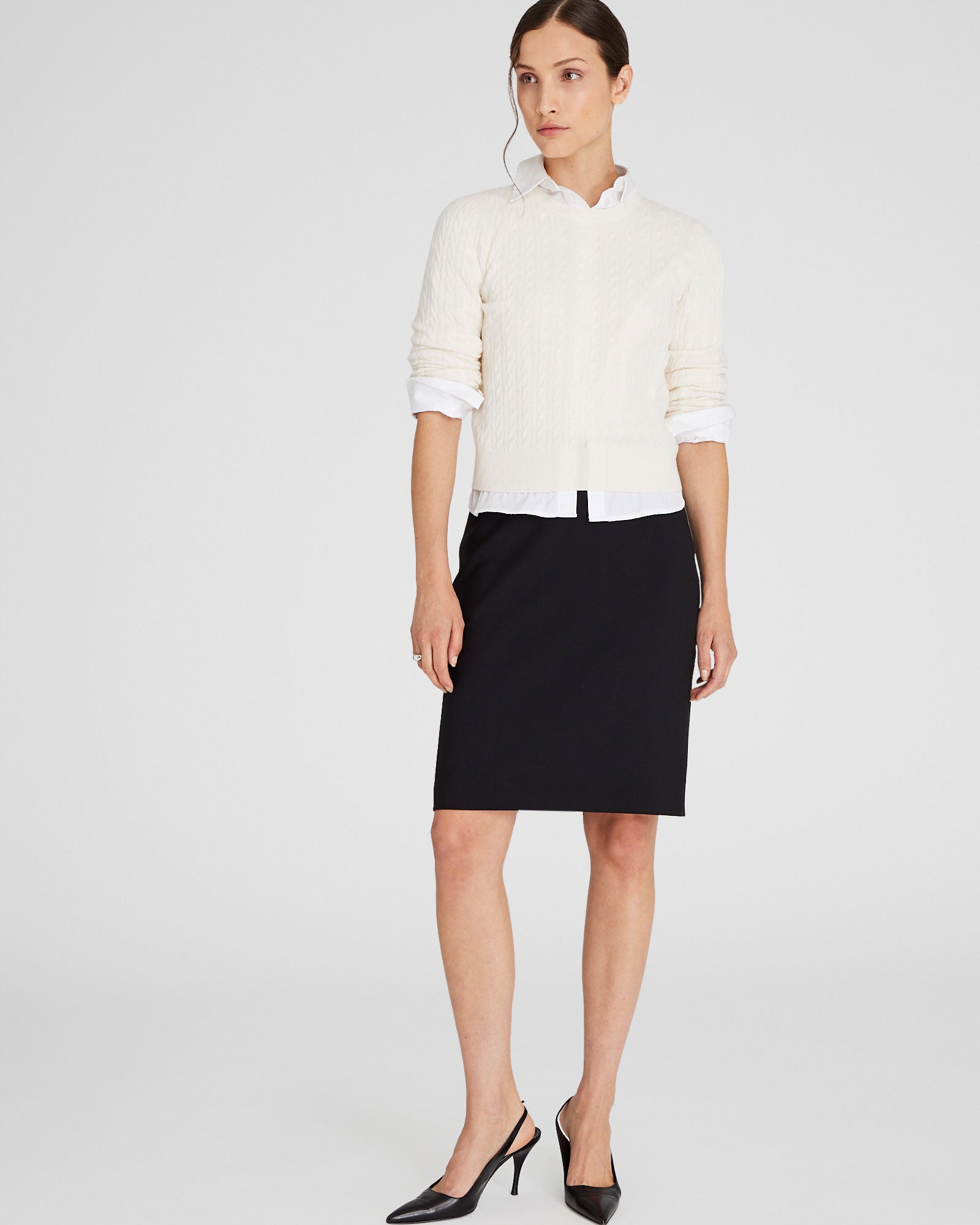 CLUB MONACO - Chandail en cachemire manche longue - Ivoire