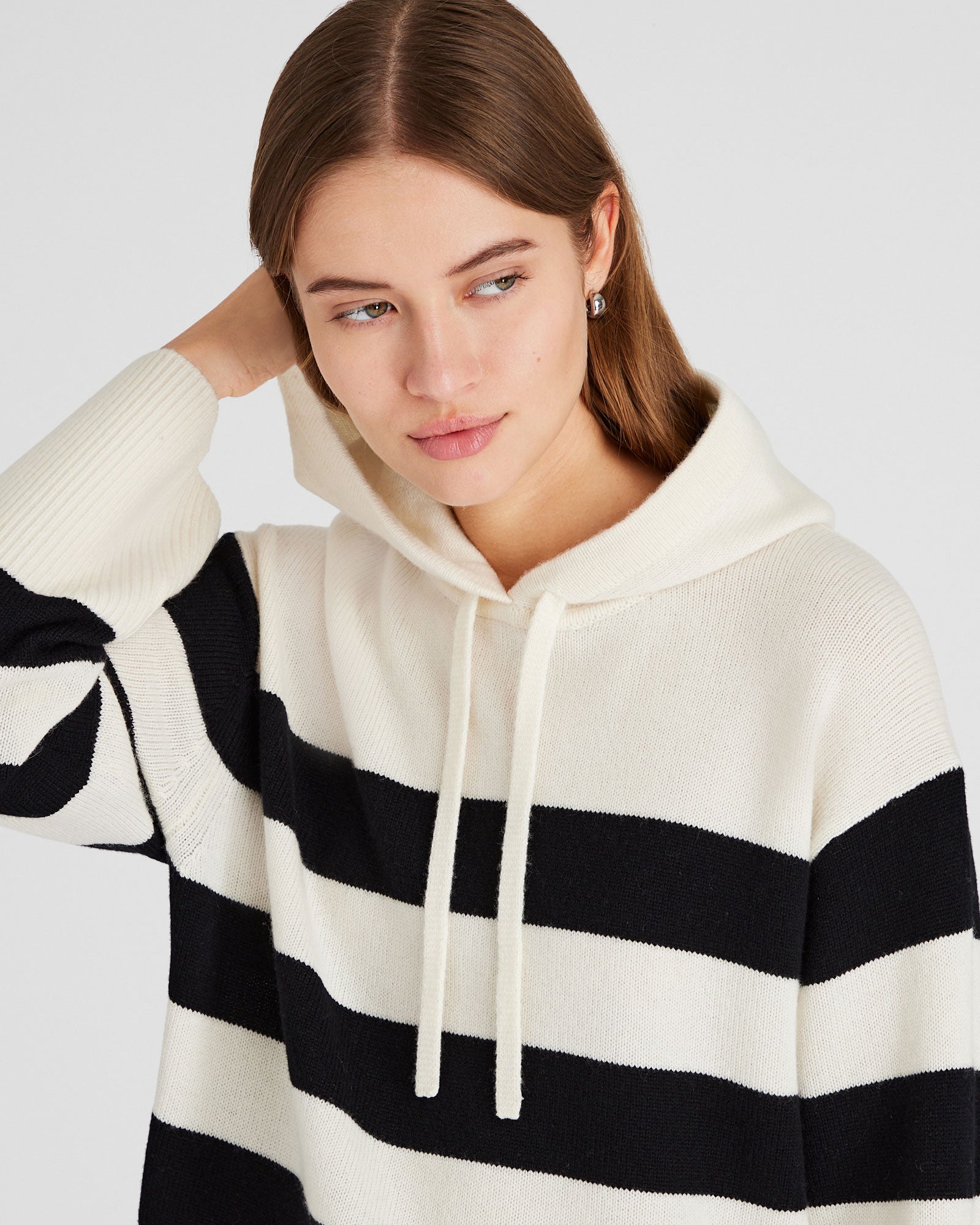 CLUB MONACO - Chandail à capuchon décontracté - Blanc-noir