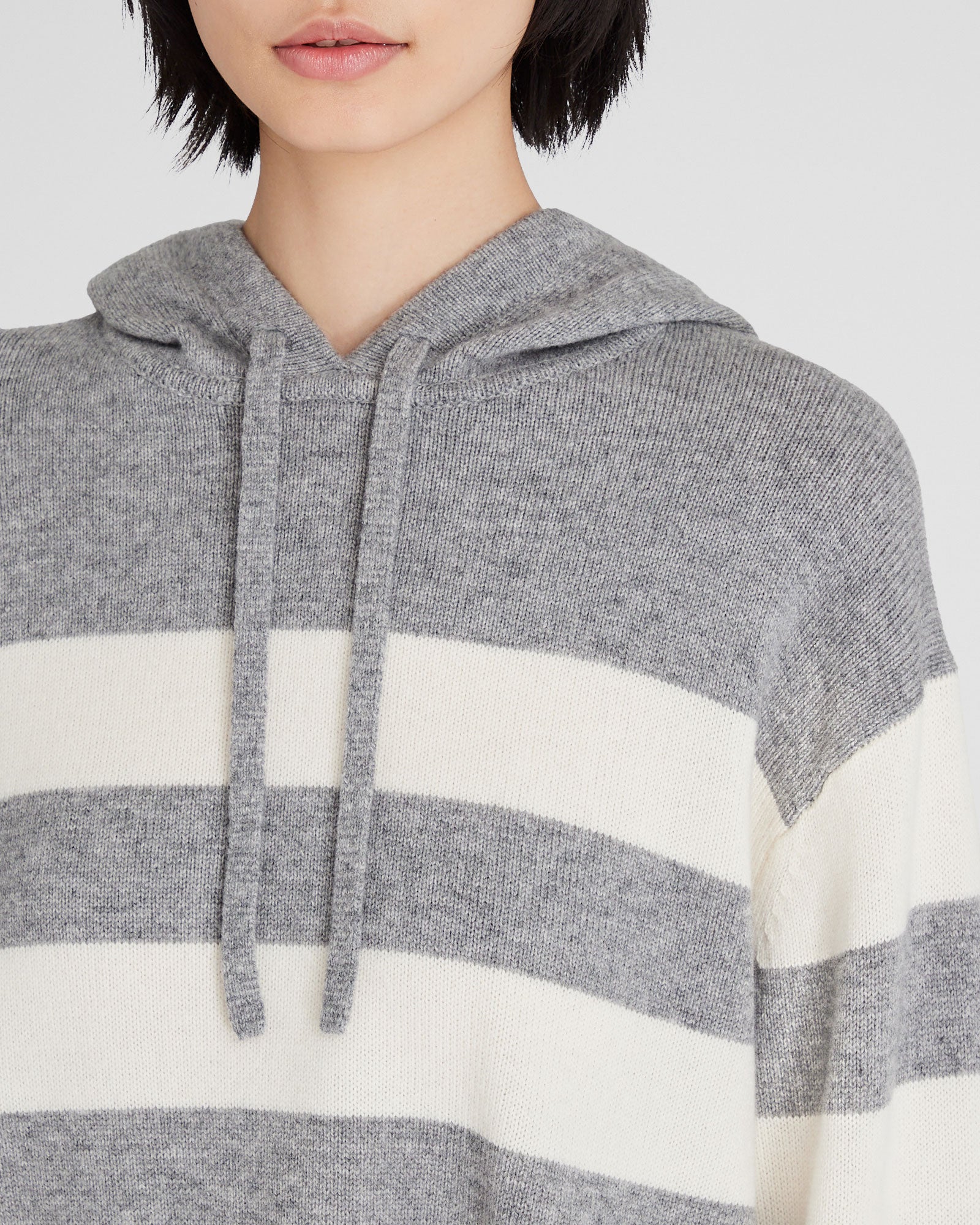 CLUB MONACO - Striped Relaxed Wool-Cashmere Hoodie - Medium Grey Base