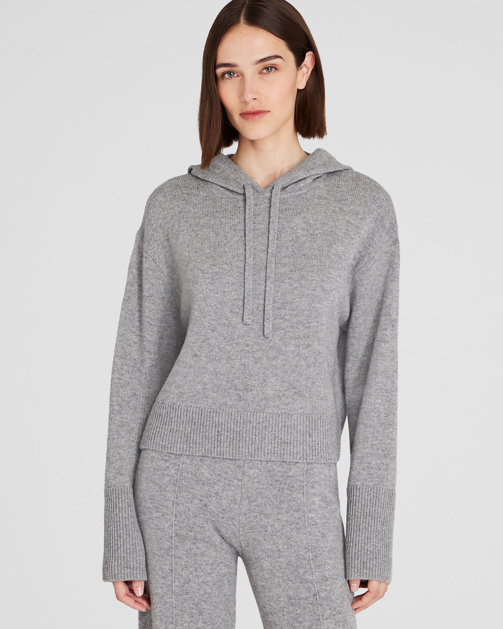 CLUB MONACO - Relaxed Wool and Cashmere Knit Hoodie - Medium Heather Grey