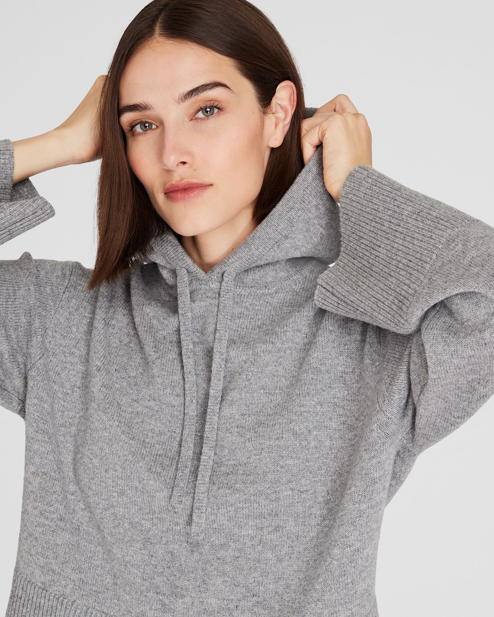 CLUB MONACO - Relaxed Wool and Cashmere Knit Hoodie - Medium Heather Grey