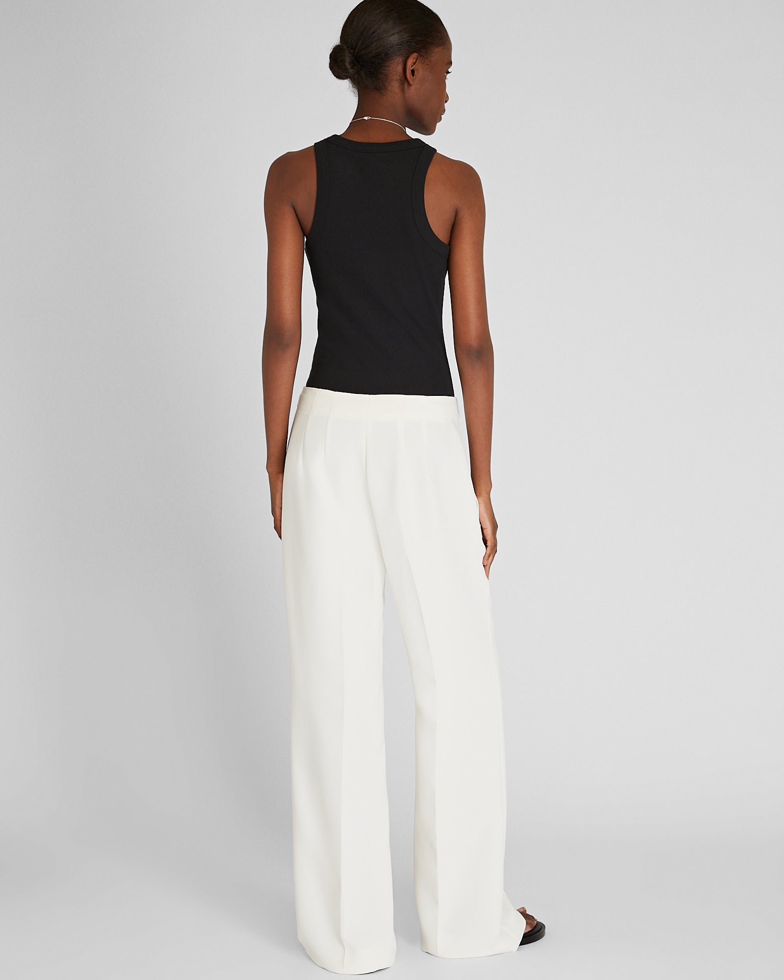 CLUB MONACO - Pantalon en crêpe à taille haute - Blanc Cassé