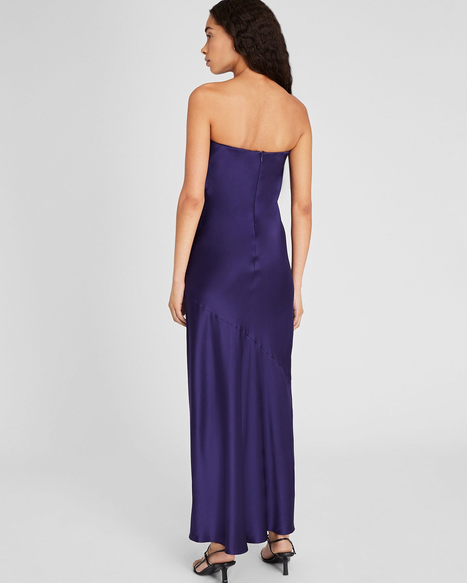 CLUB MONACO - Strapless Silk Charmeuse Maxi Dress - Dark Purple