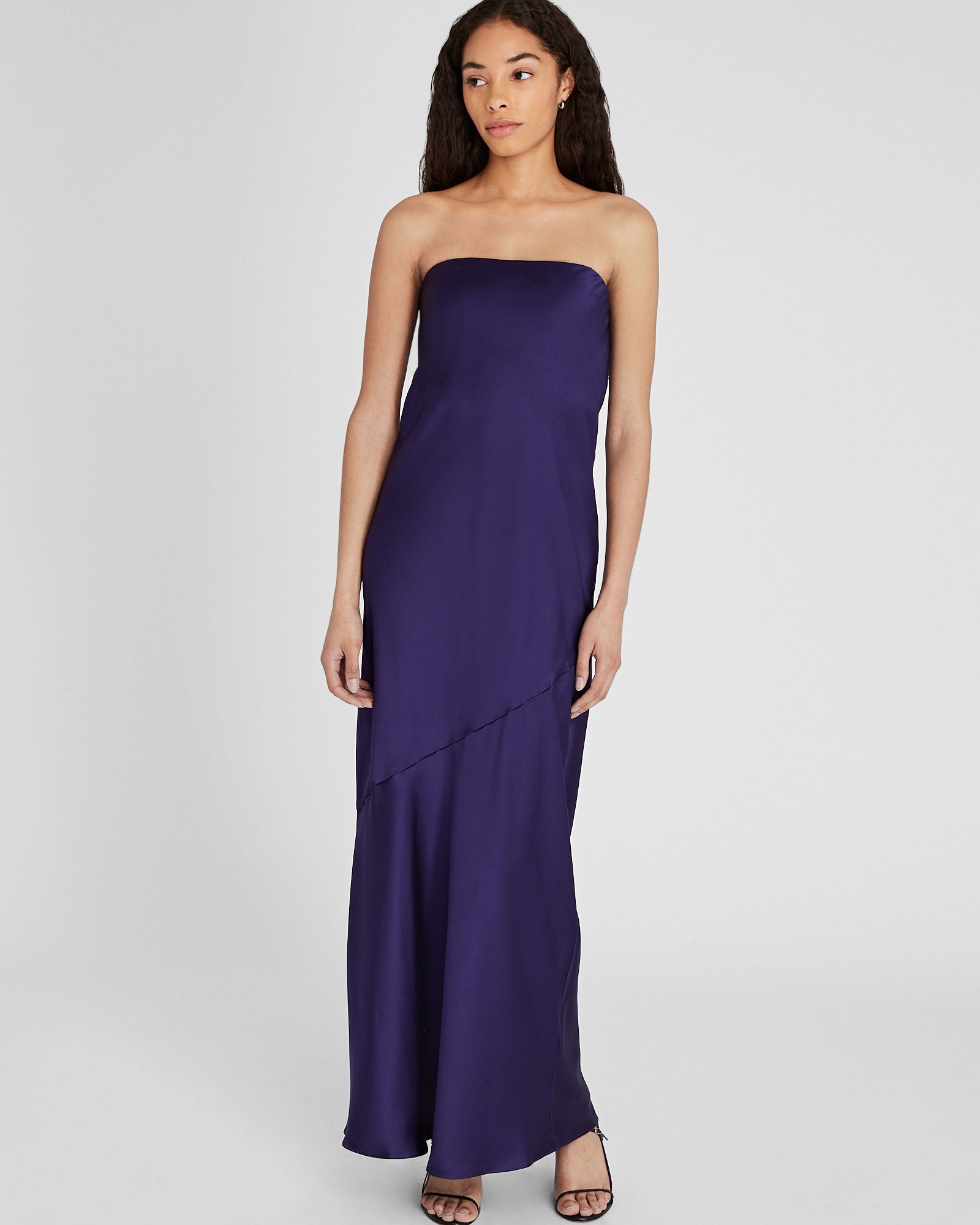 CLUB MONACO - Strapless Silk Charmeuse Maxi Dress - Dark Purple