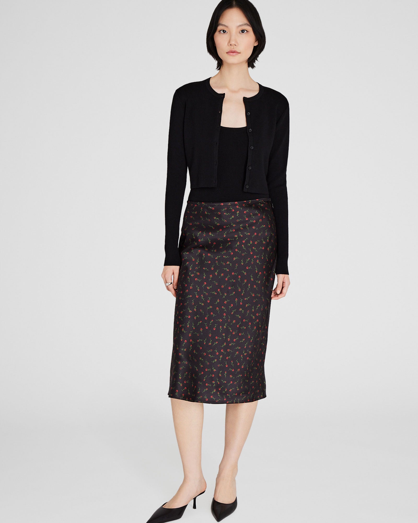CLUB MONACO - Jupe florale en soie charmeuse - Porto