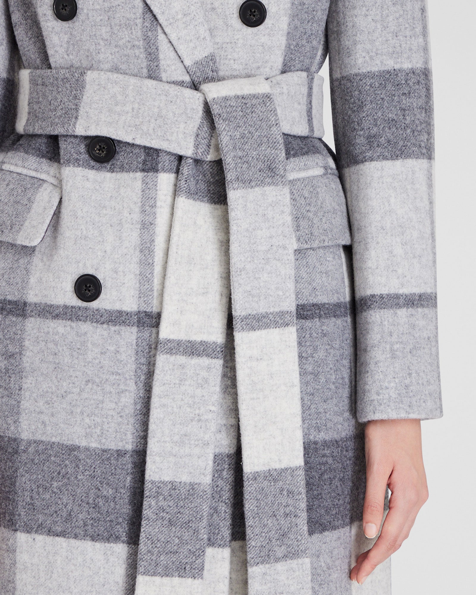 CLUB MONACO - Manteau croisé ceinturé - Blanc Cassé