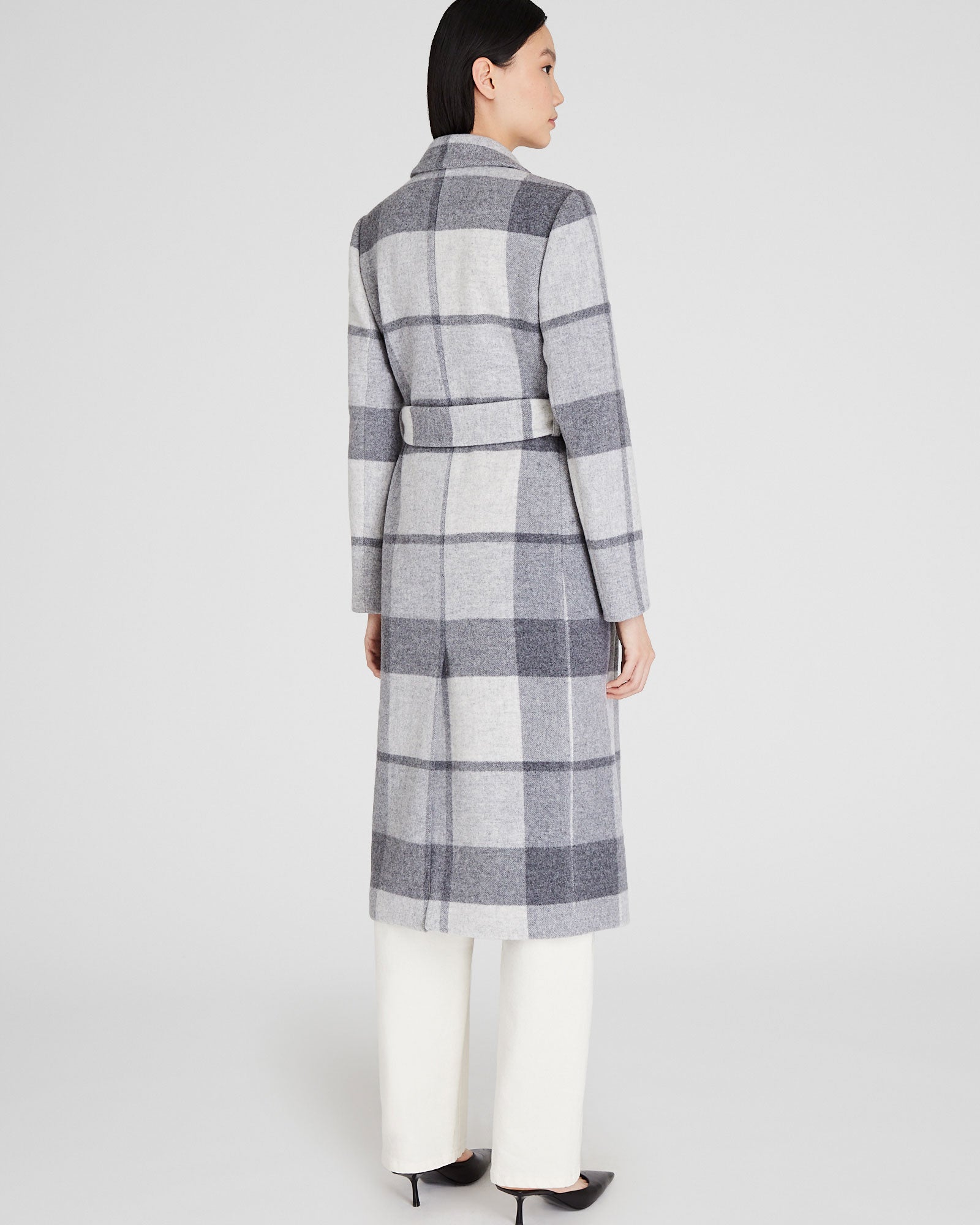 CLUB MONACO - Manteau croisé ceinturé - Blanc Cassé