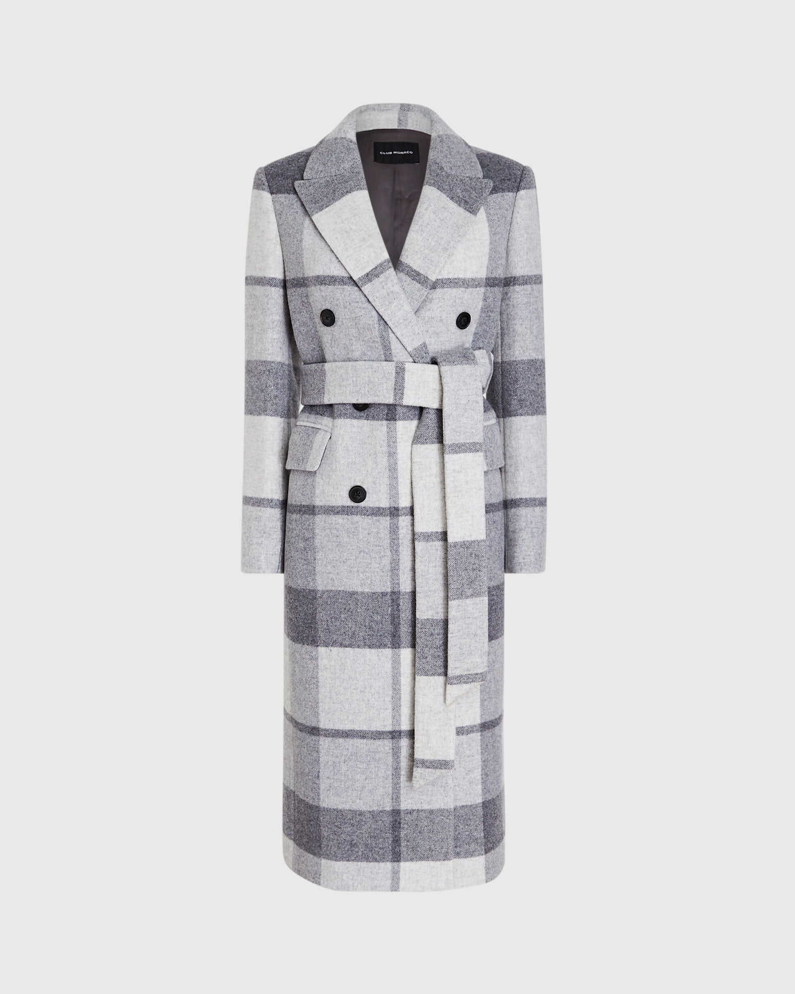 CLUB MONACO - Manteau croisé ceinturé - Blanc Cassé