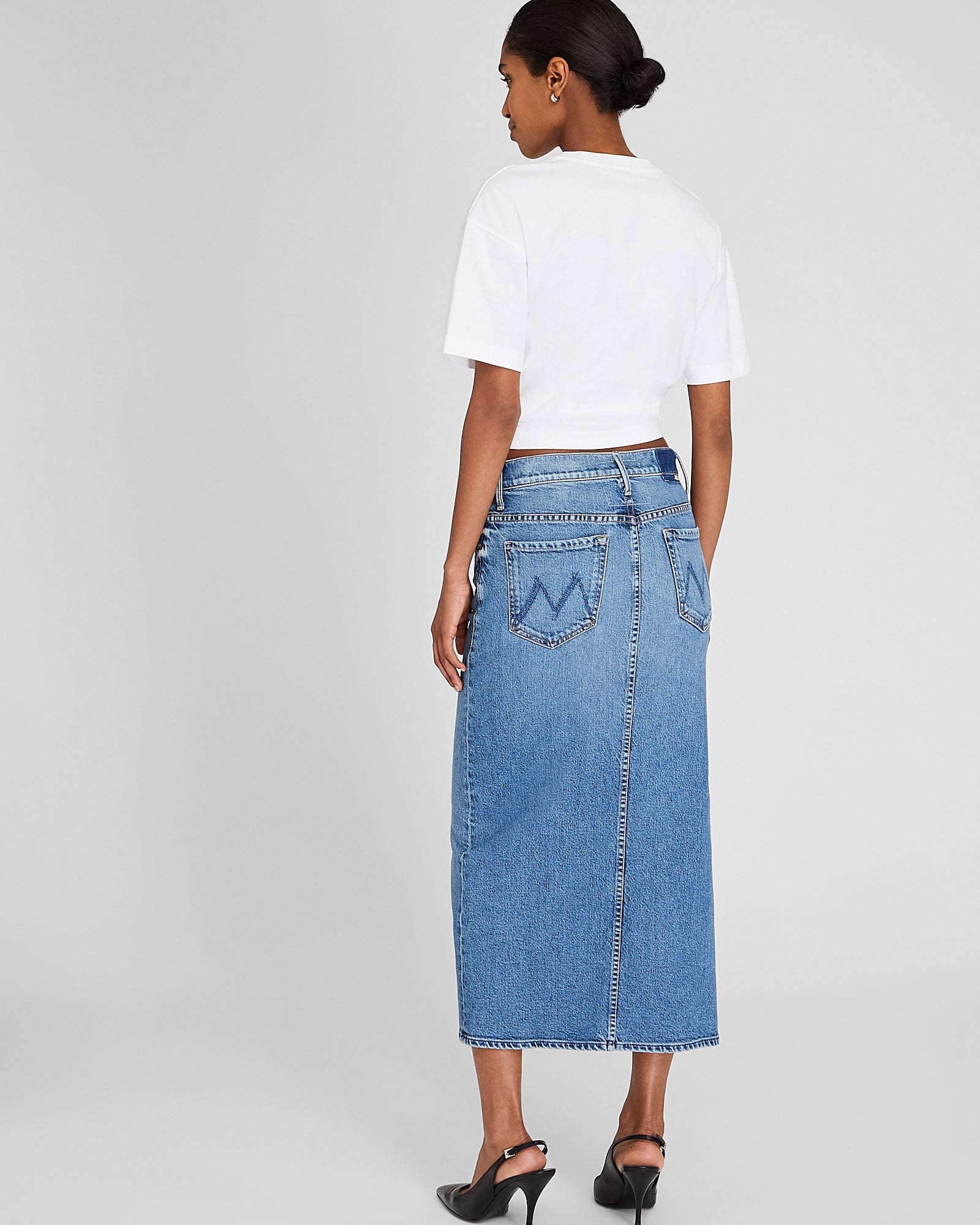 CLUB MONACO - MOTHER The Split Second Denim Midi Skirt - Denim