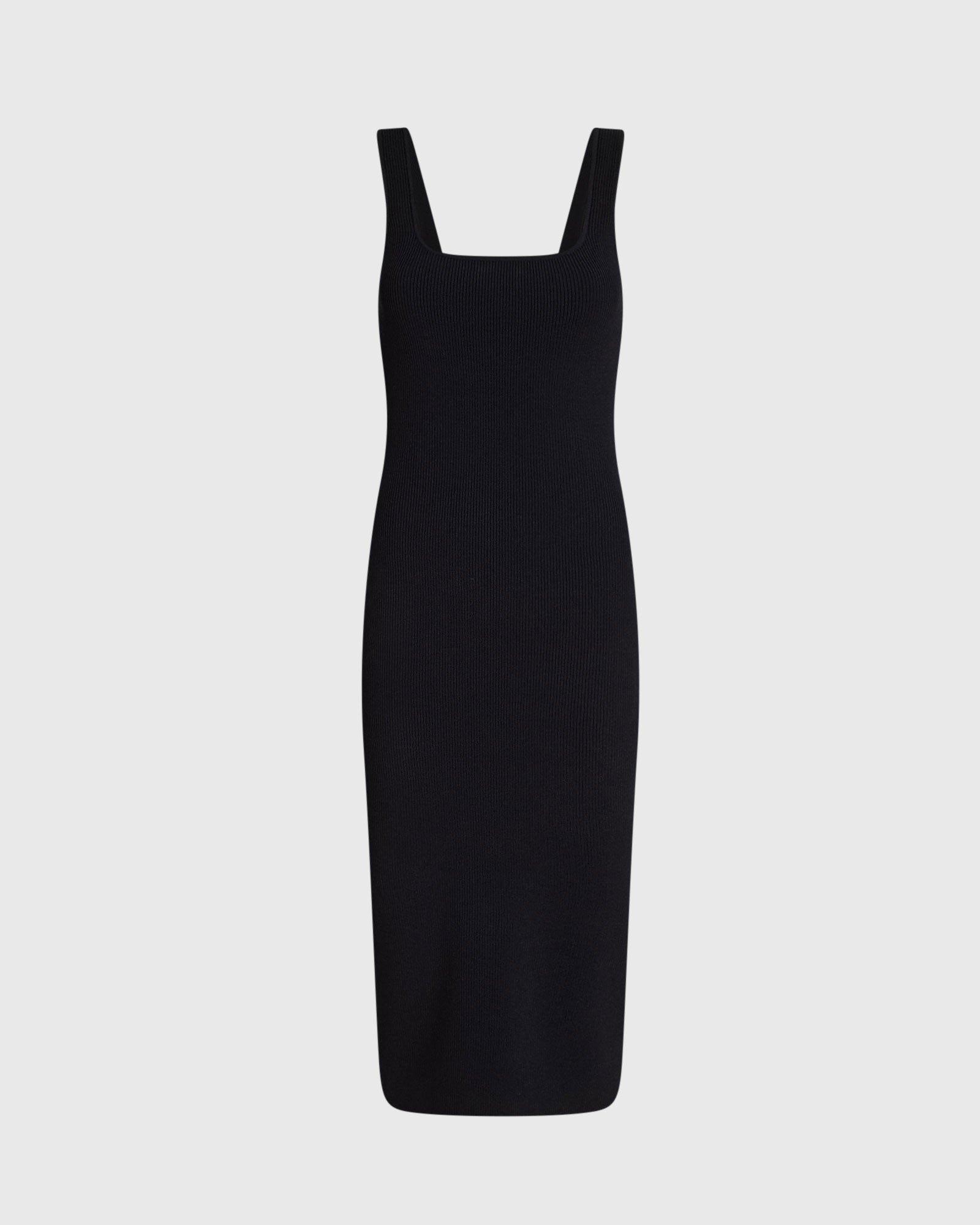 CLUB MONACO - Robe midi en maille à col carré - Noir