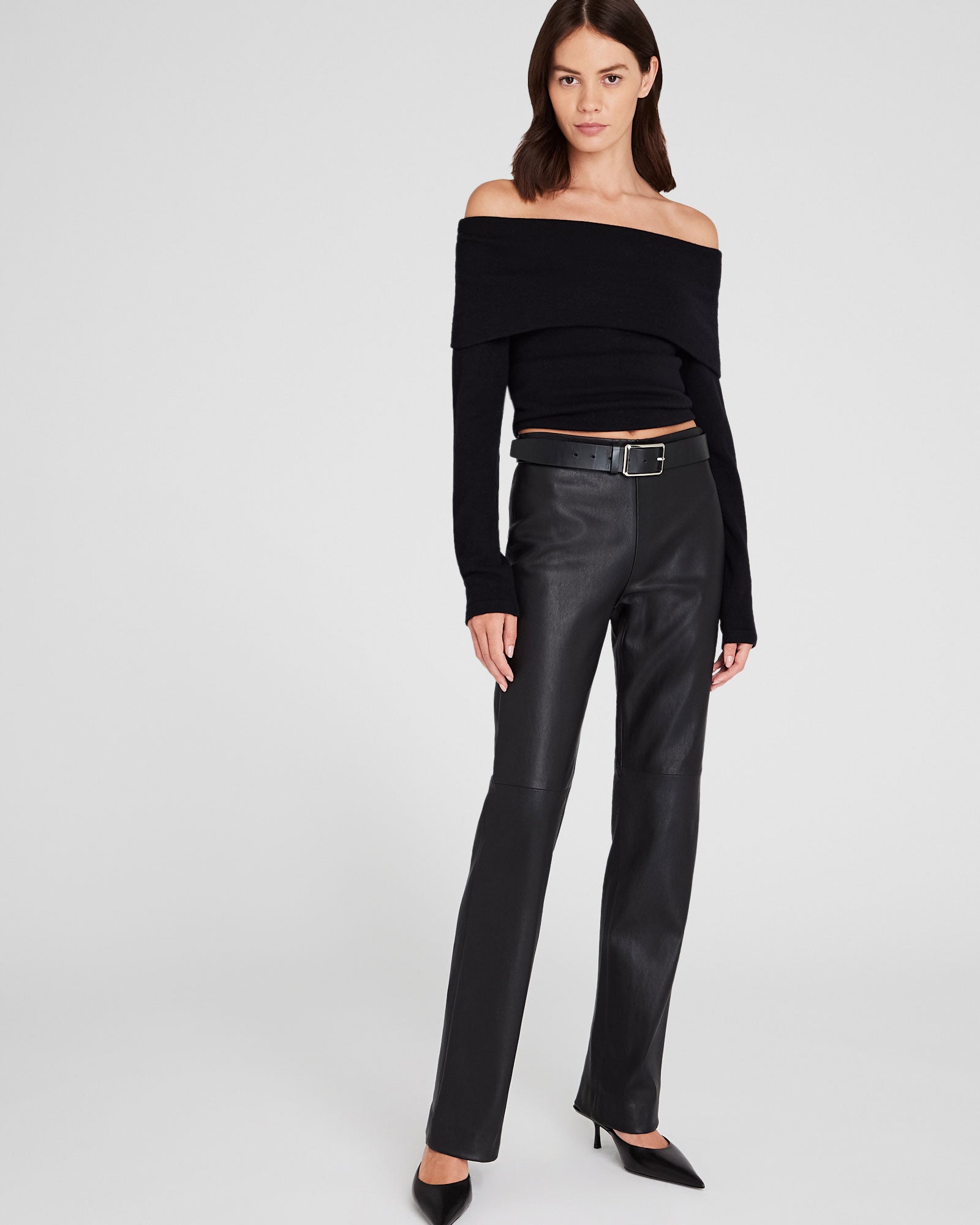 CLUB MONACO - Full-Length Leather Pant - Black