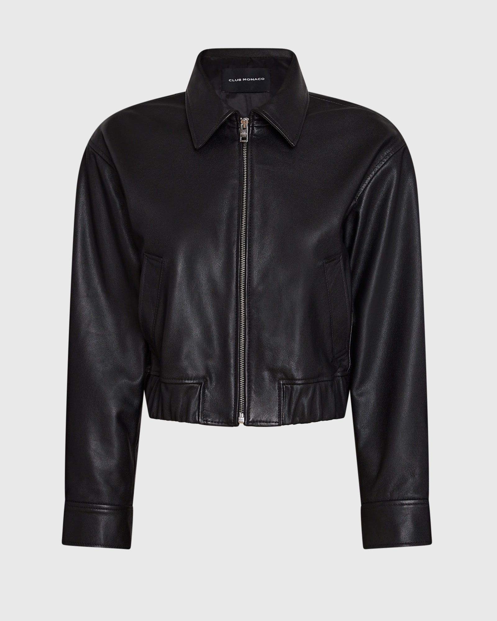 CLUB MONACO - Veste aviateur en cuir - Noir