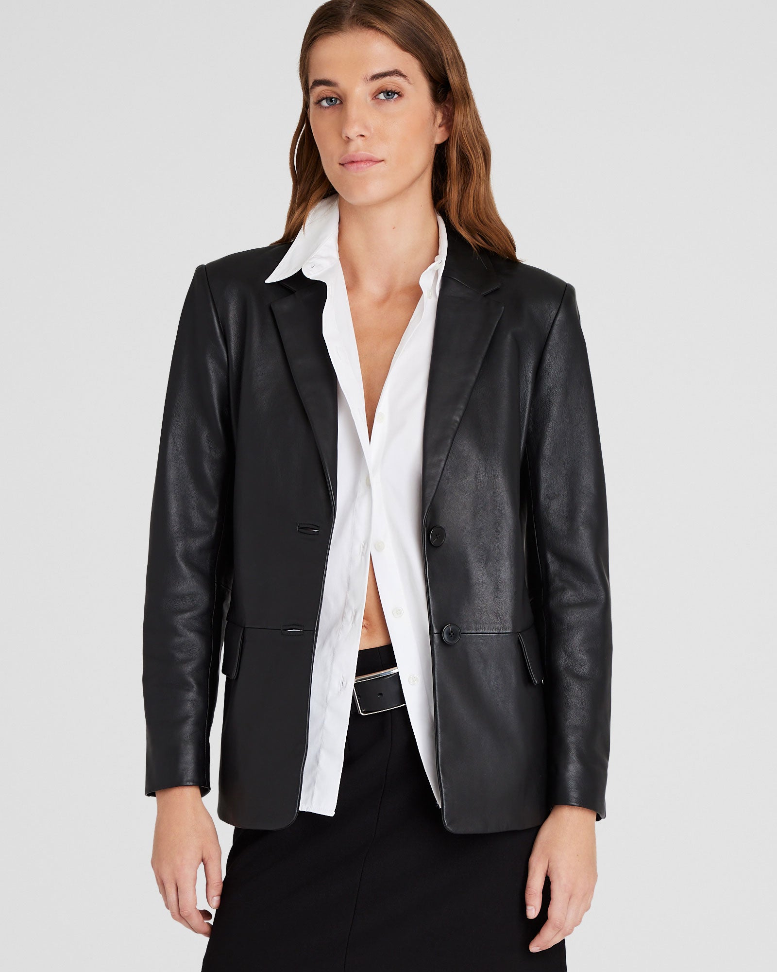 CLUB MONACO - Single-Breasted Leather Blazer - Black