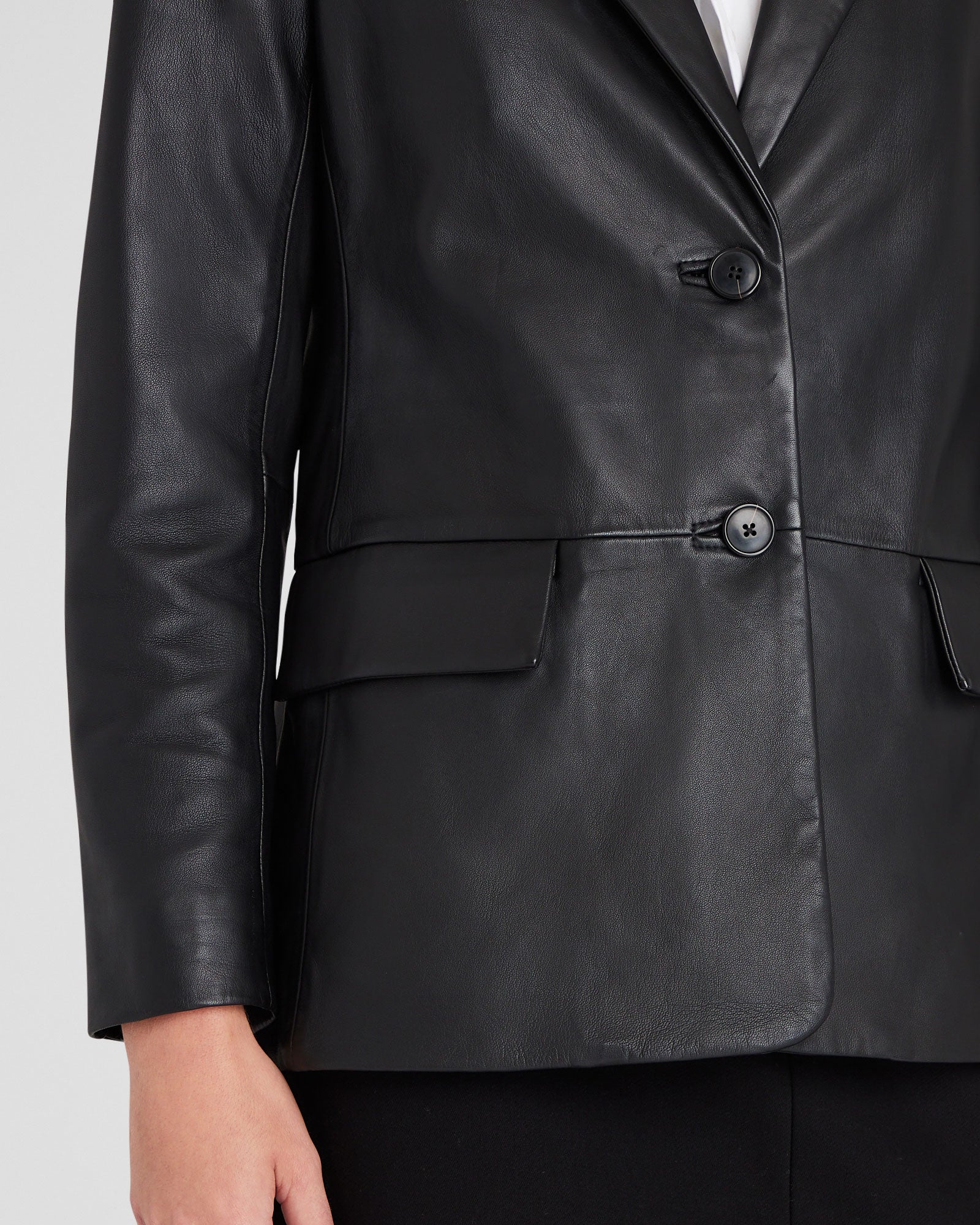 CLUB MONACO - Single-Breasted Leather Blazer - Black