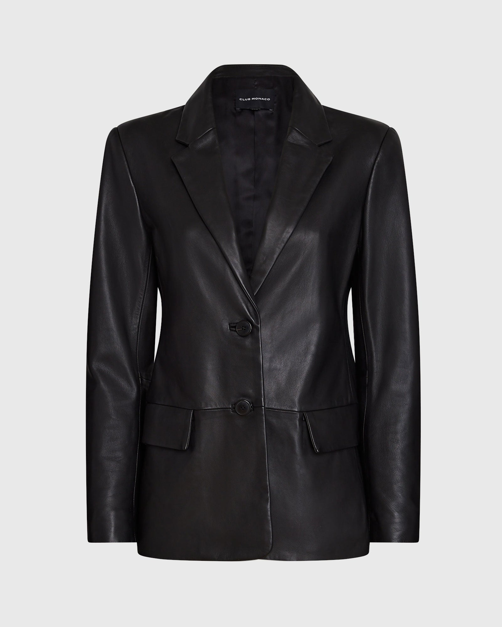CLUB MONACO - Single-Breasted Leather Blazer - Black