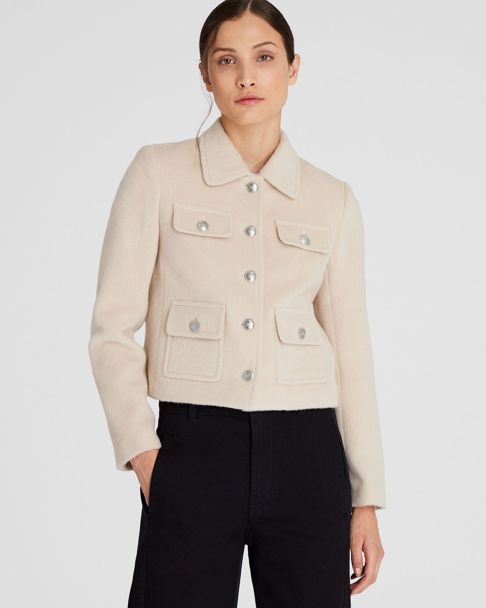 CLUB MONACO - Veste en laine et mohair brossés - Beige