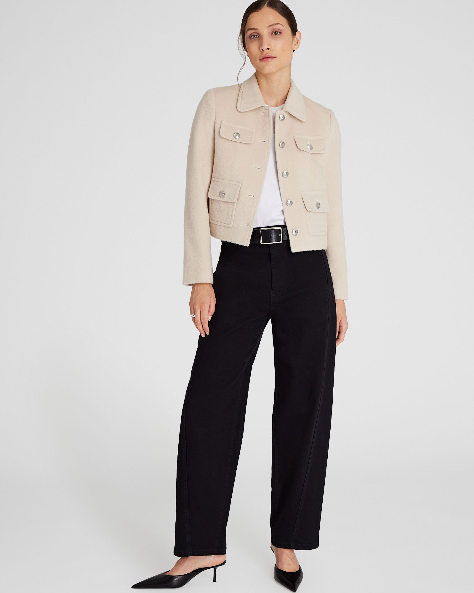 CLUB MONACO - Veste en laine et mohair brossés - Beige