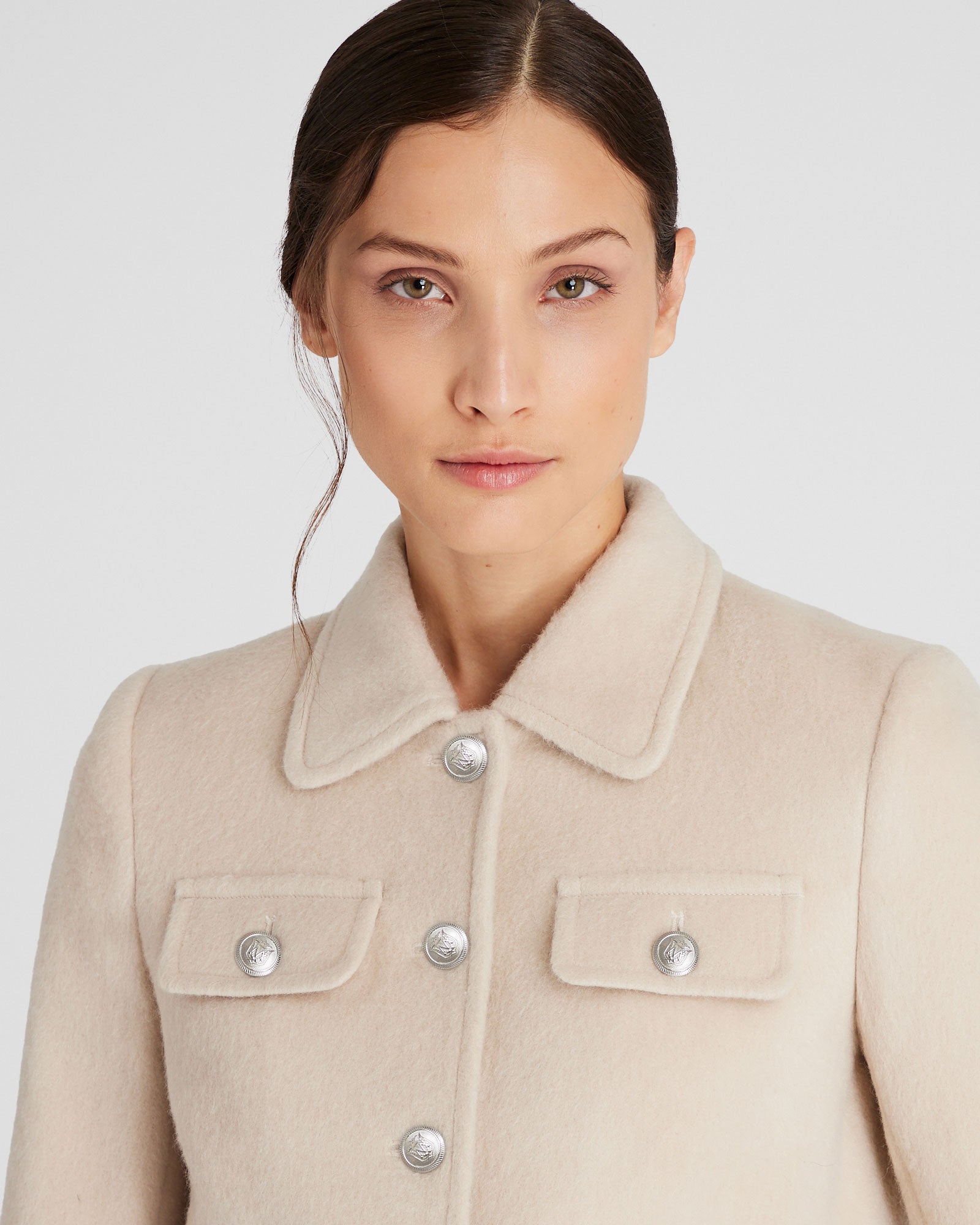 CLUB MONACO - Veste en laine et mohair brossés - Beige