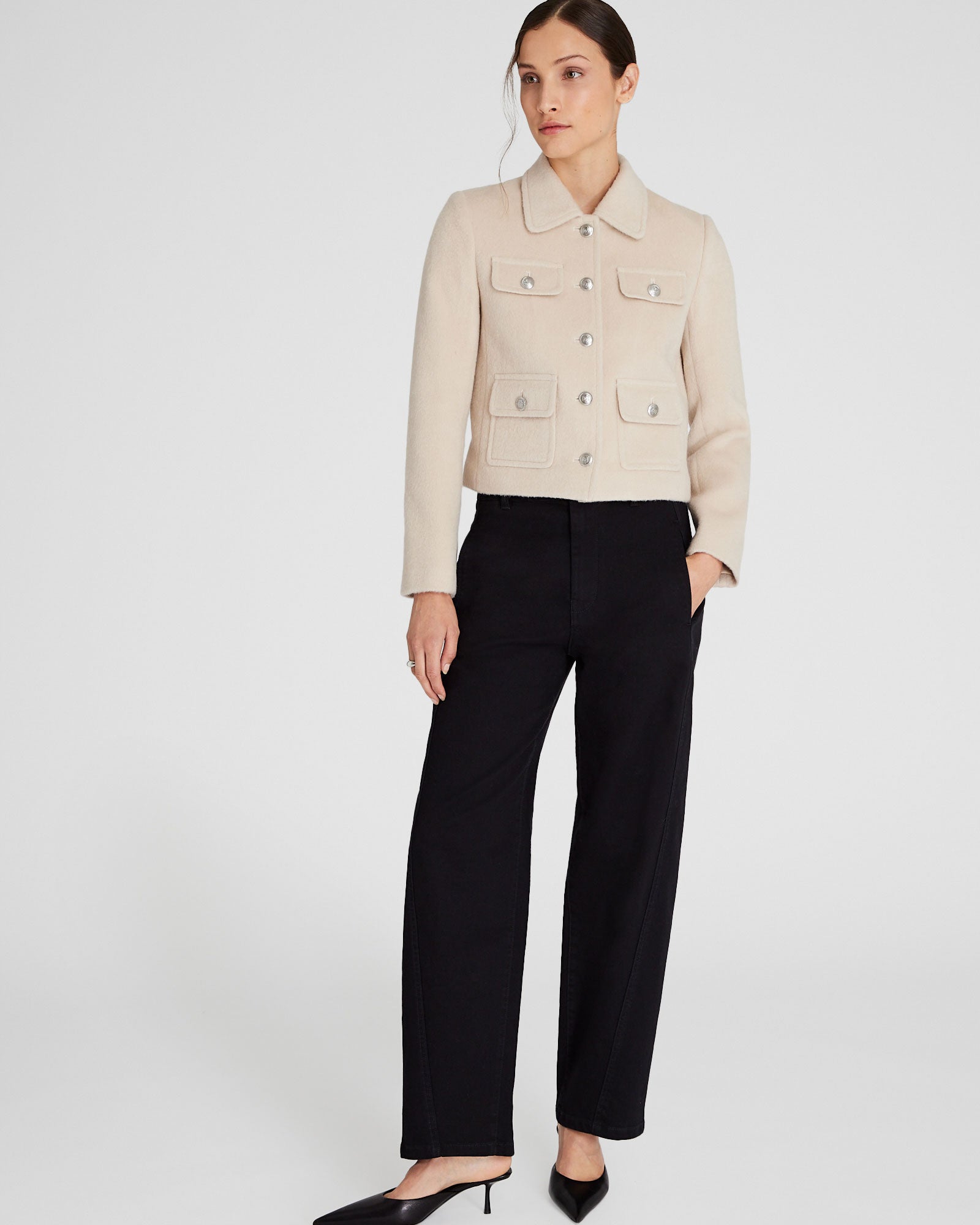 CLUB MONACO - Veste en laine et mohair brossés - Beige