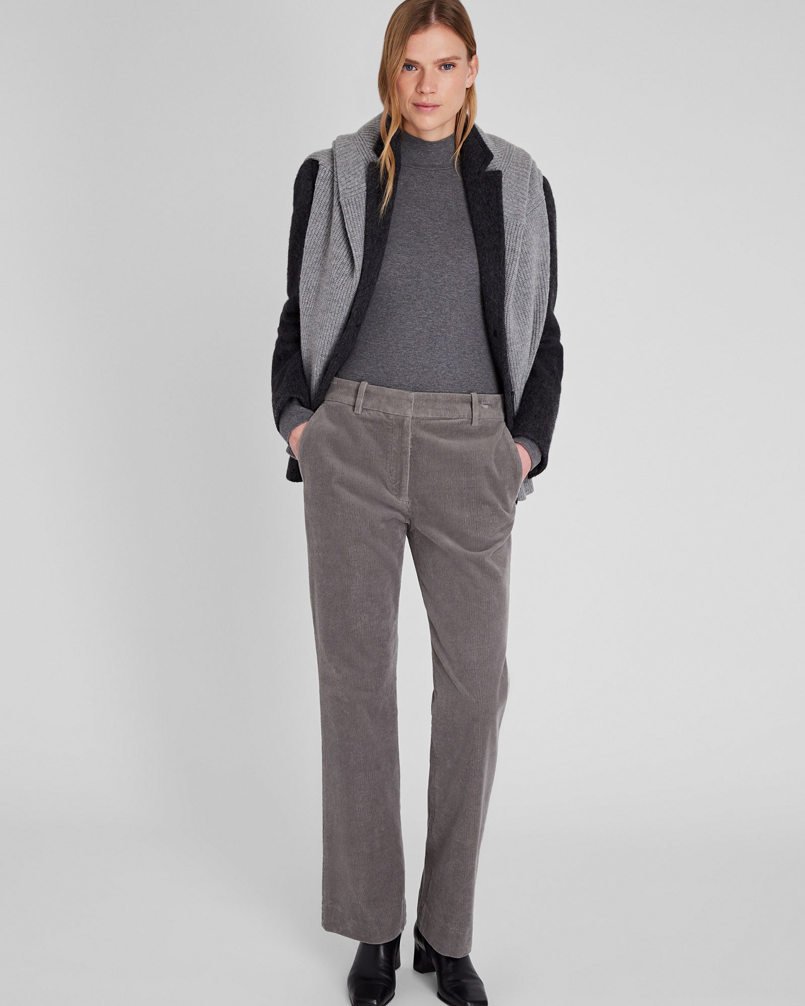 CLUB MONACO - Full-Length Corduroy Trouser - Light Grey