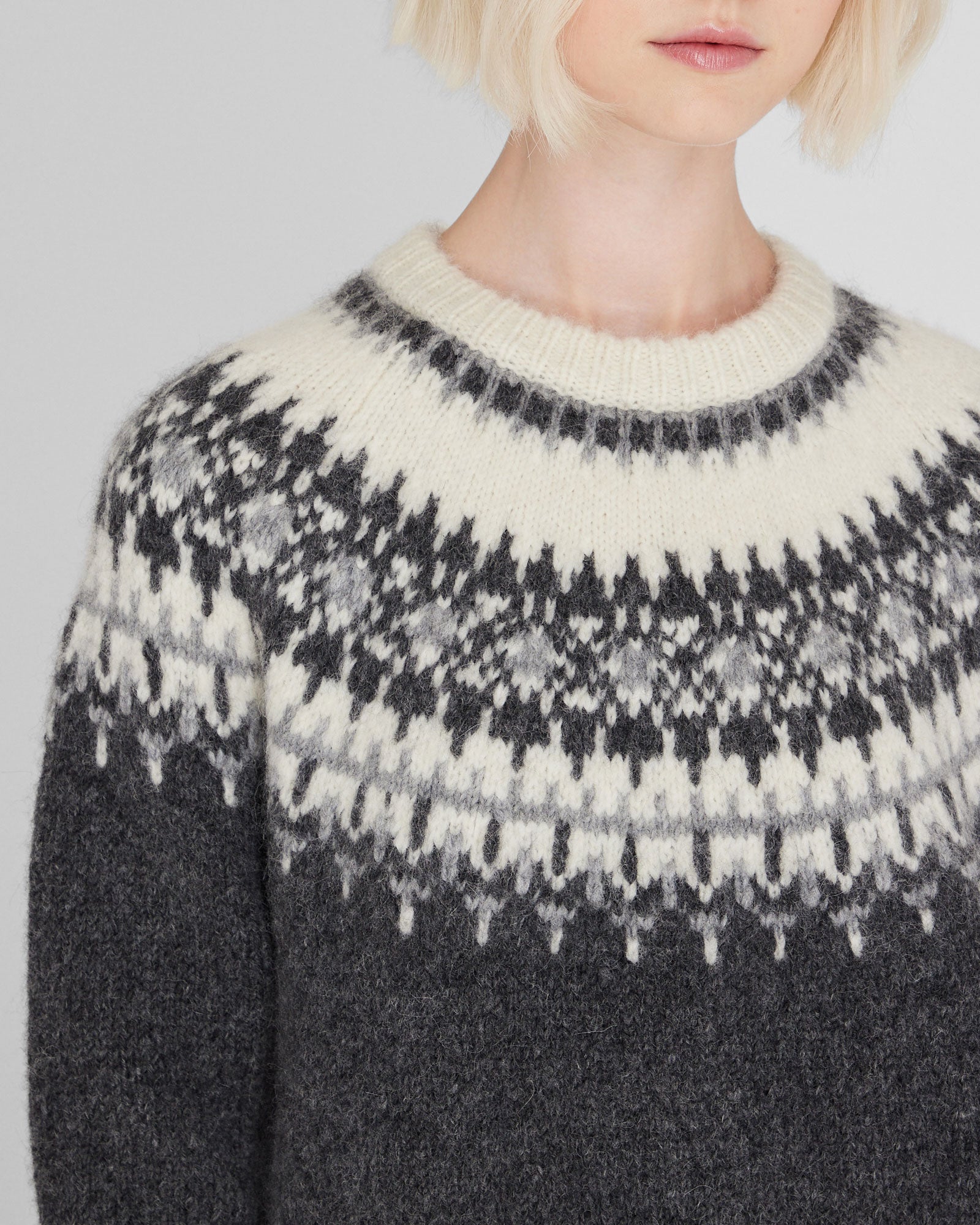 CLUB MONACO - Fair Isle Alpaca Blend Sweater - Black Mix