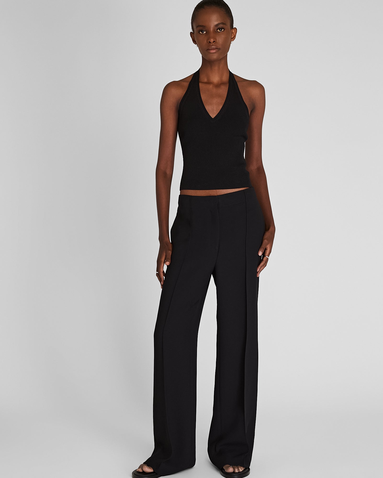 CLUB MONACO - High-Rise Fluid Crepe Trouser - Black