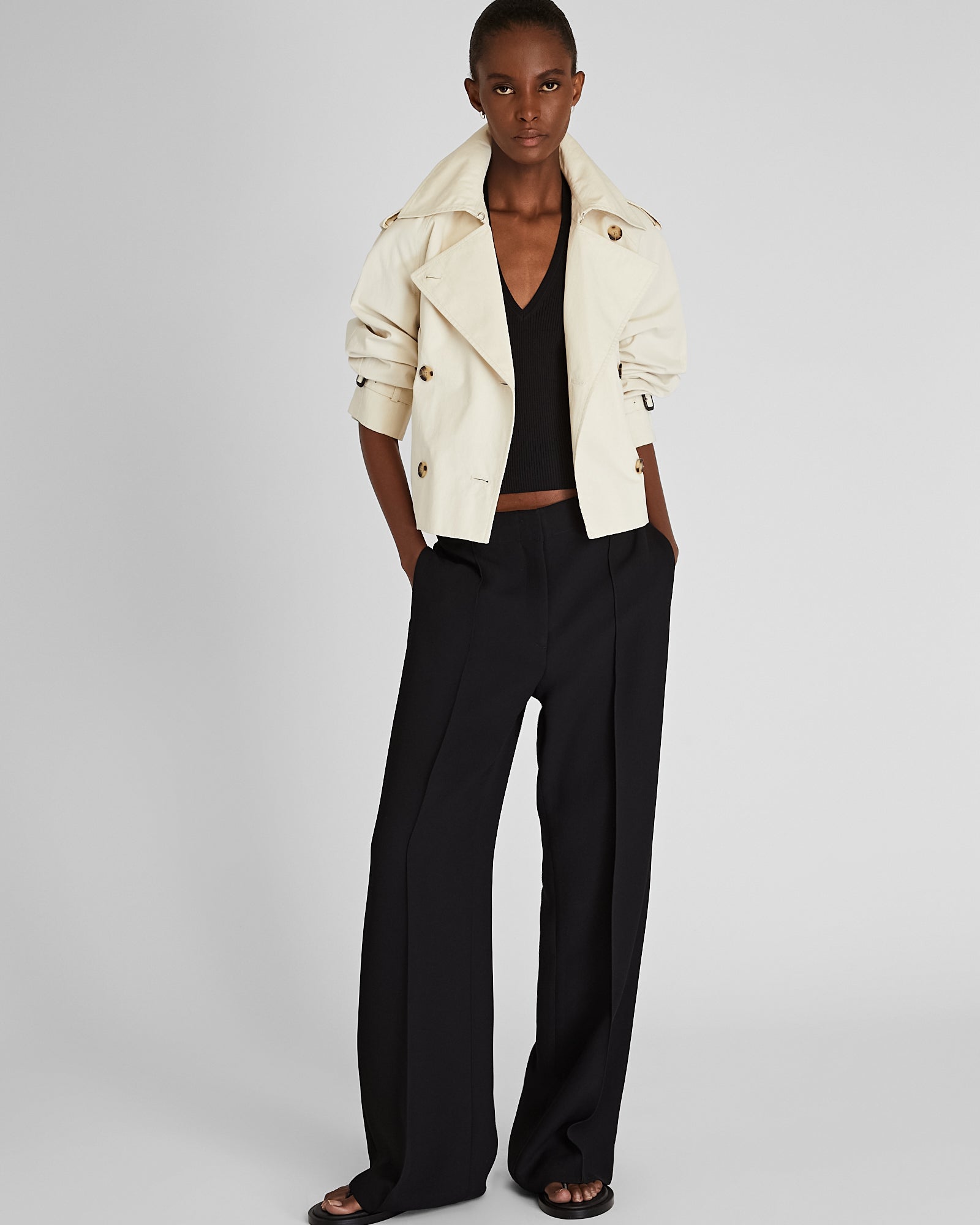 CLUB MONACO - High-Rise Fluid Crepe Trouser - Black