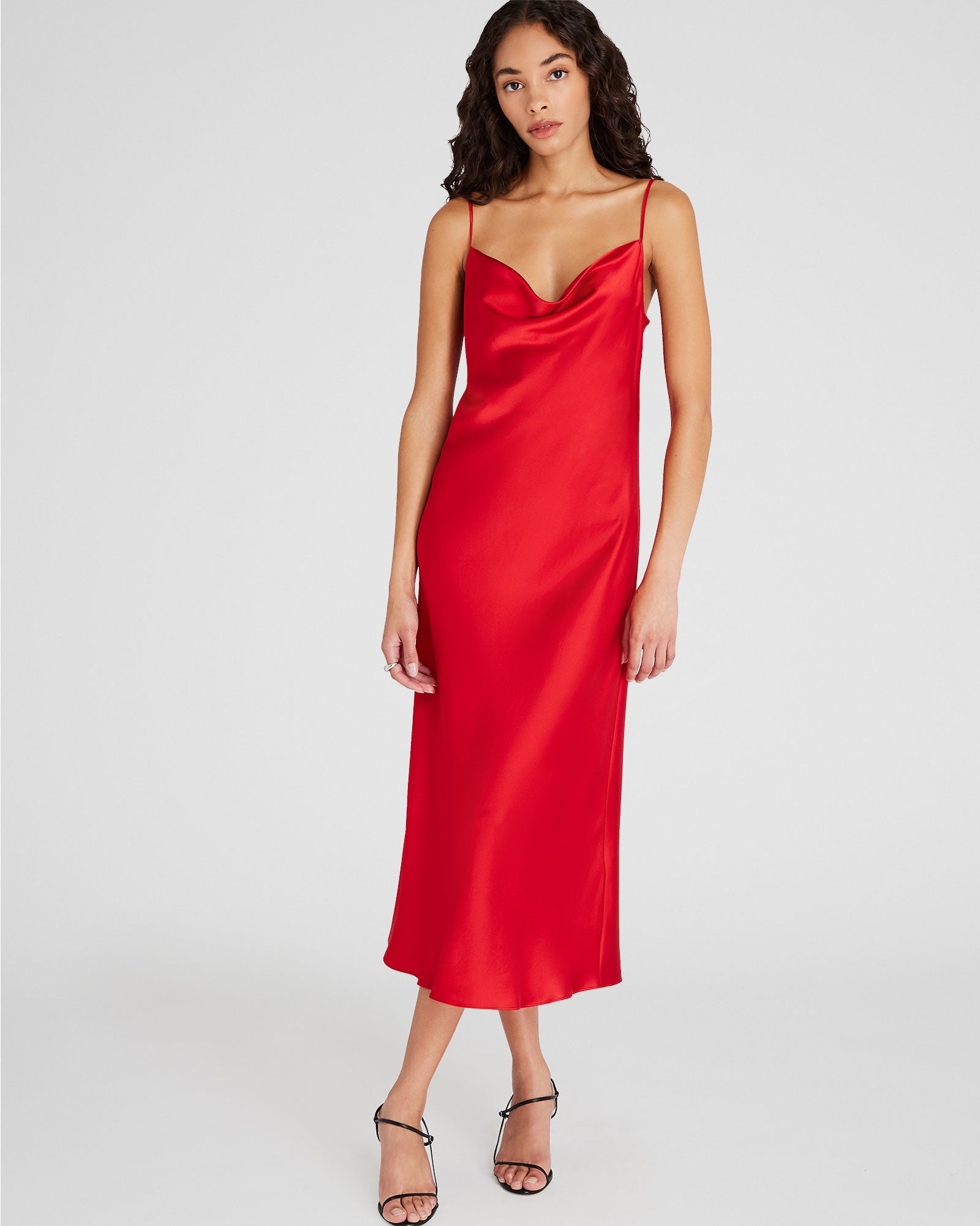CLUB MONACO - Cowl Neck Silk Midi Dress - Red