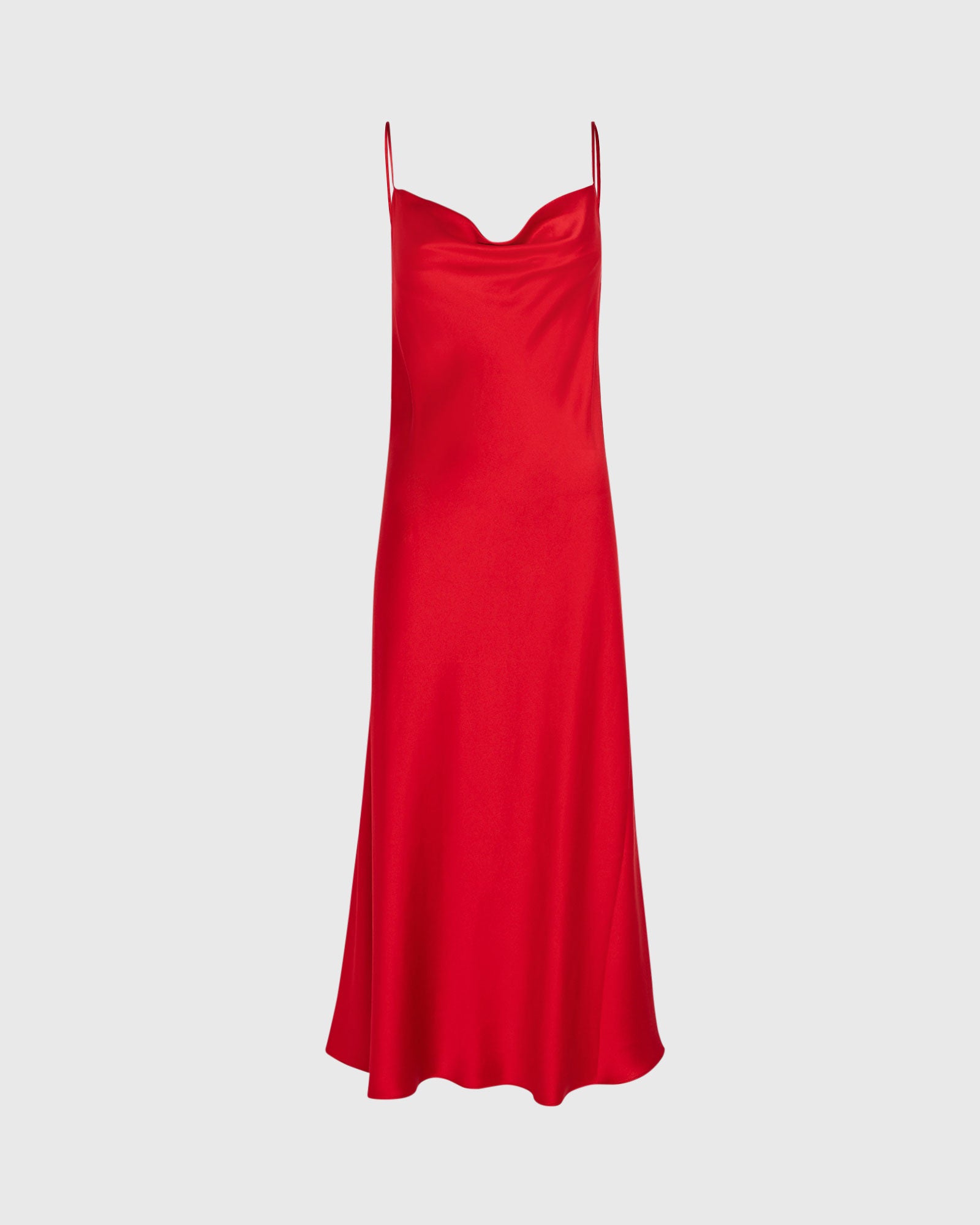 CLUB MONACO - Cowl Neck Silk Midi Dress - Red