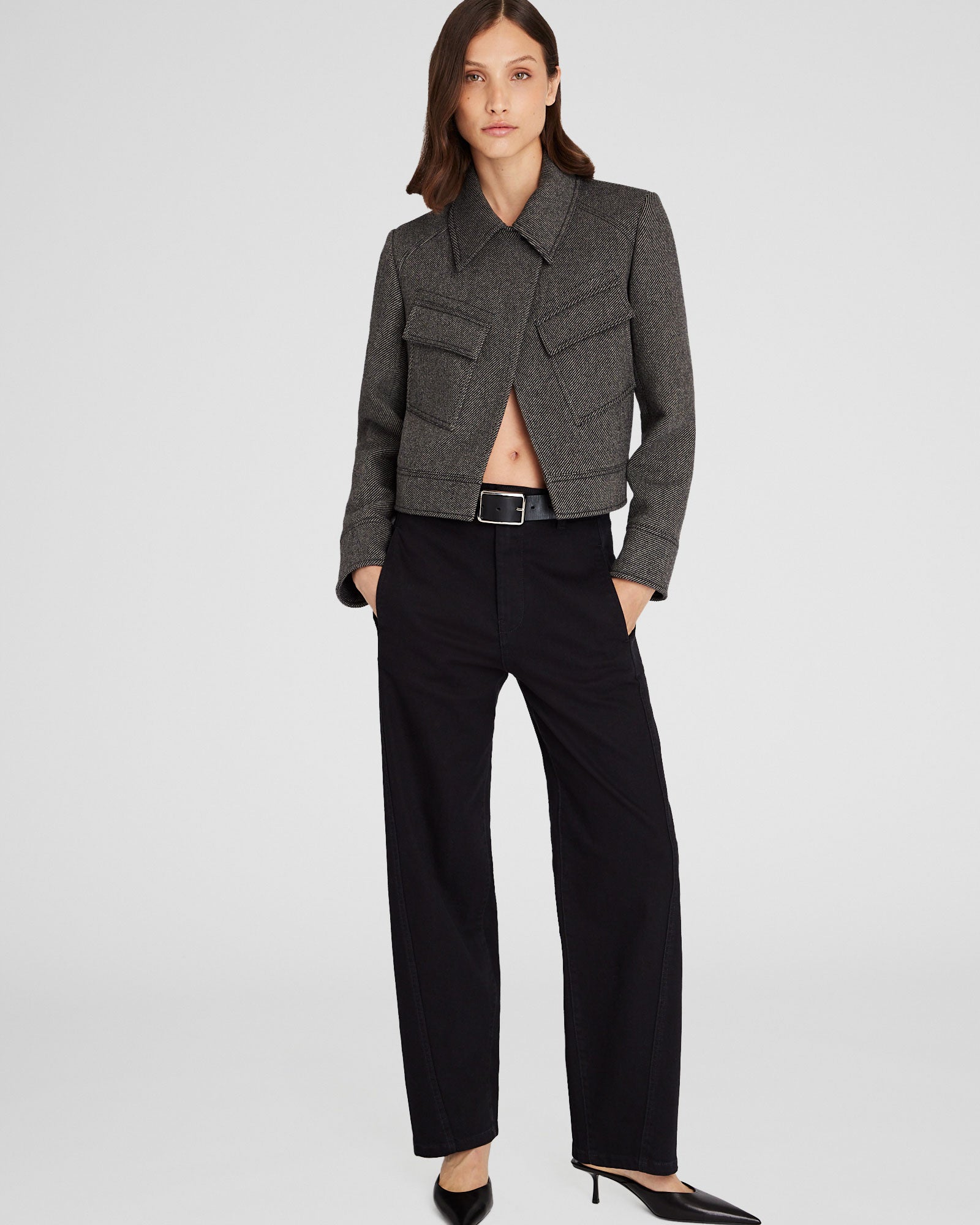 CLUB MONACO - Veste utilitaire courte en laine - Mélange De Brun