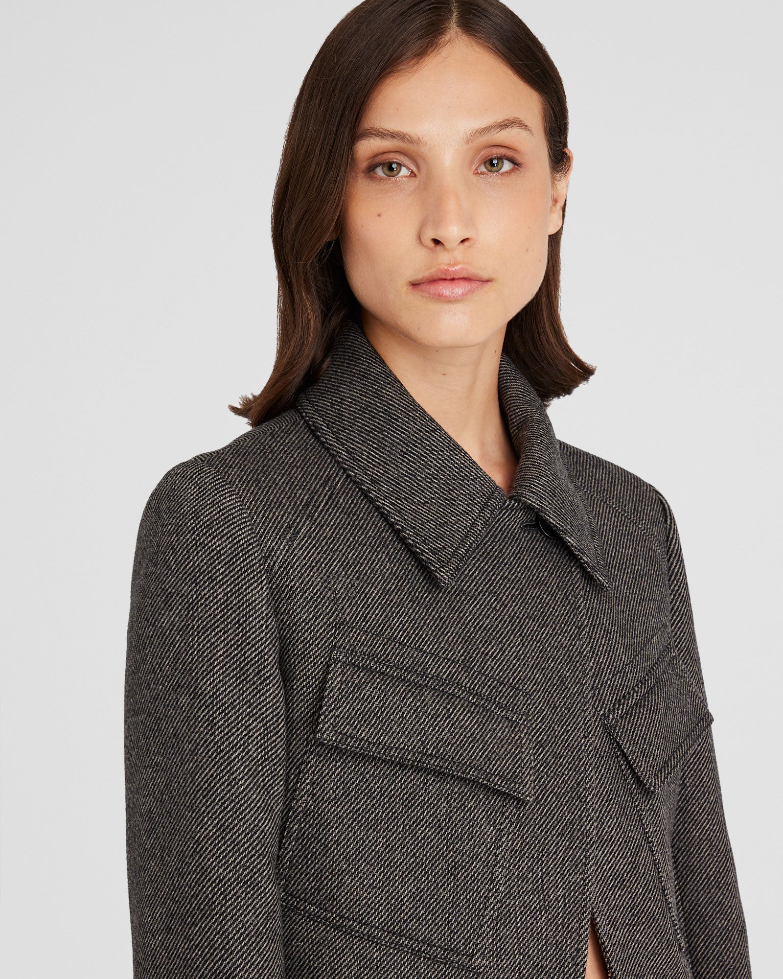 CLUB MONACO - Veste utilitaire courte en laine - Mélange De Brun