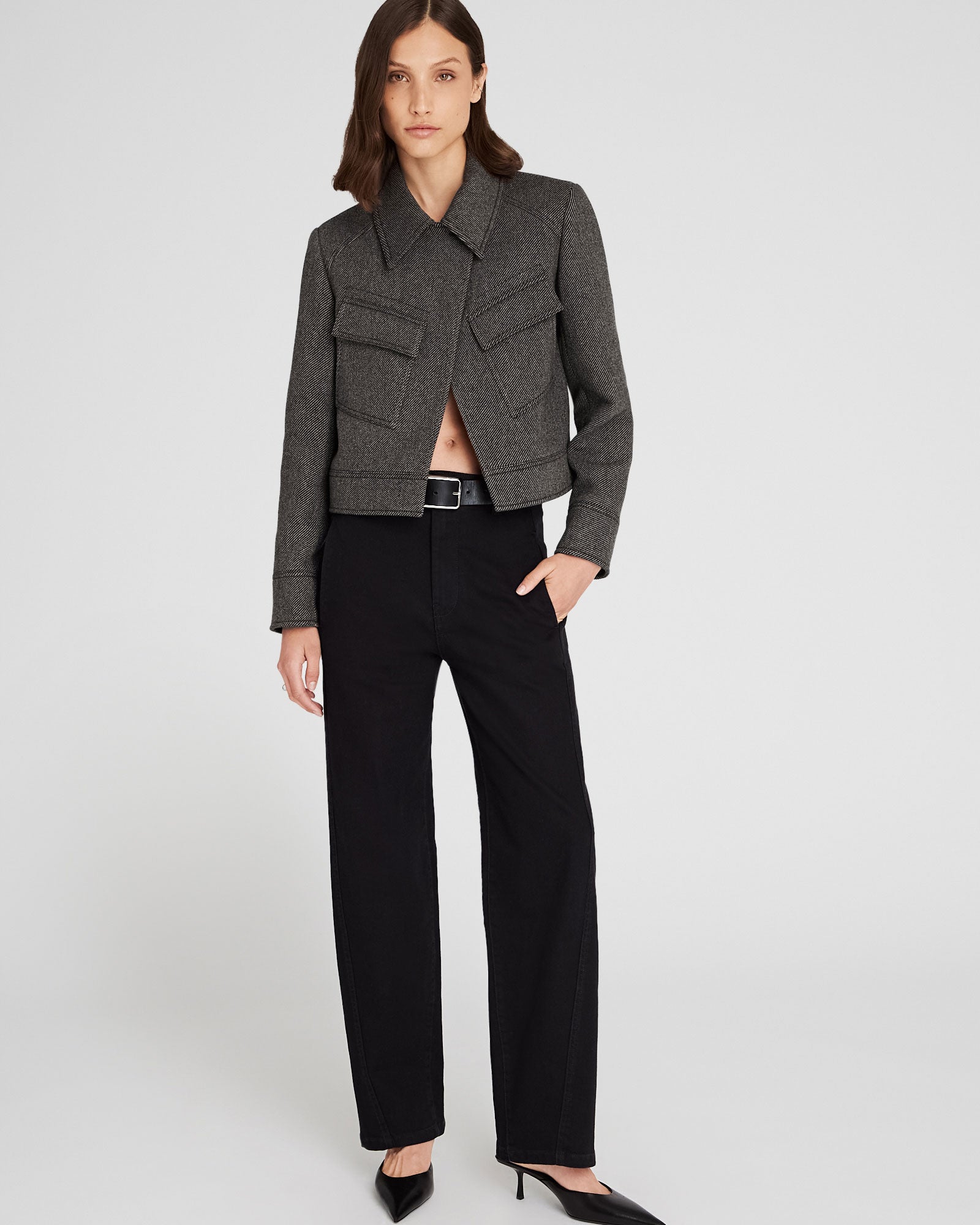CLUB MONACO - Veste utilitaire courte en laine - Mélange De Brun