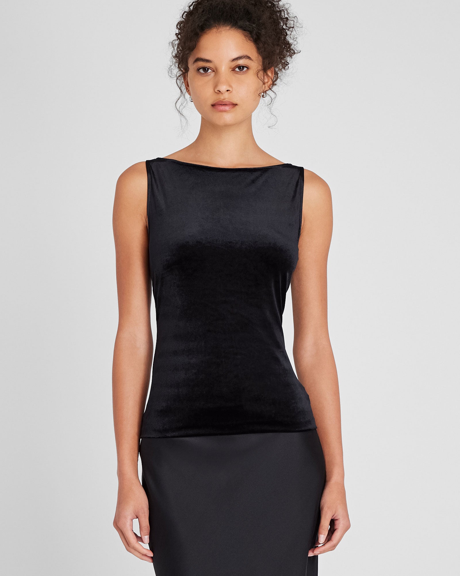 CLUB MONACO - Velvet Boatneck Top - Black