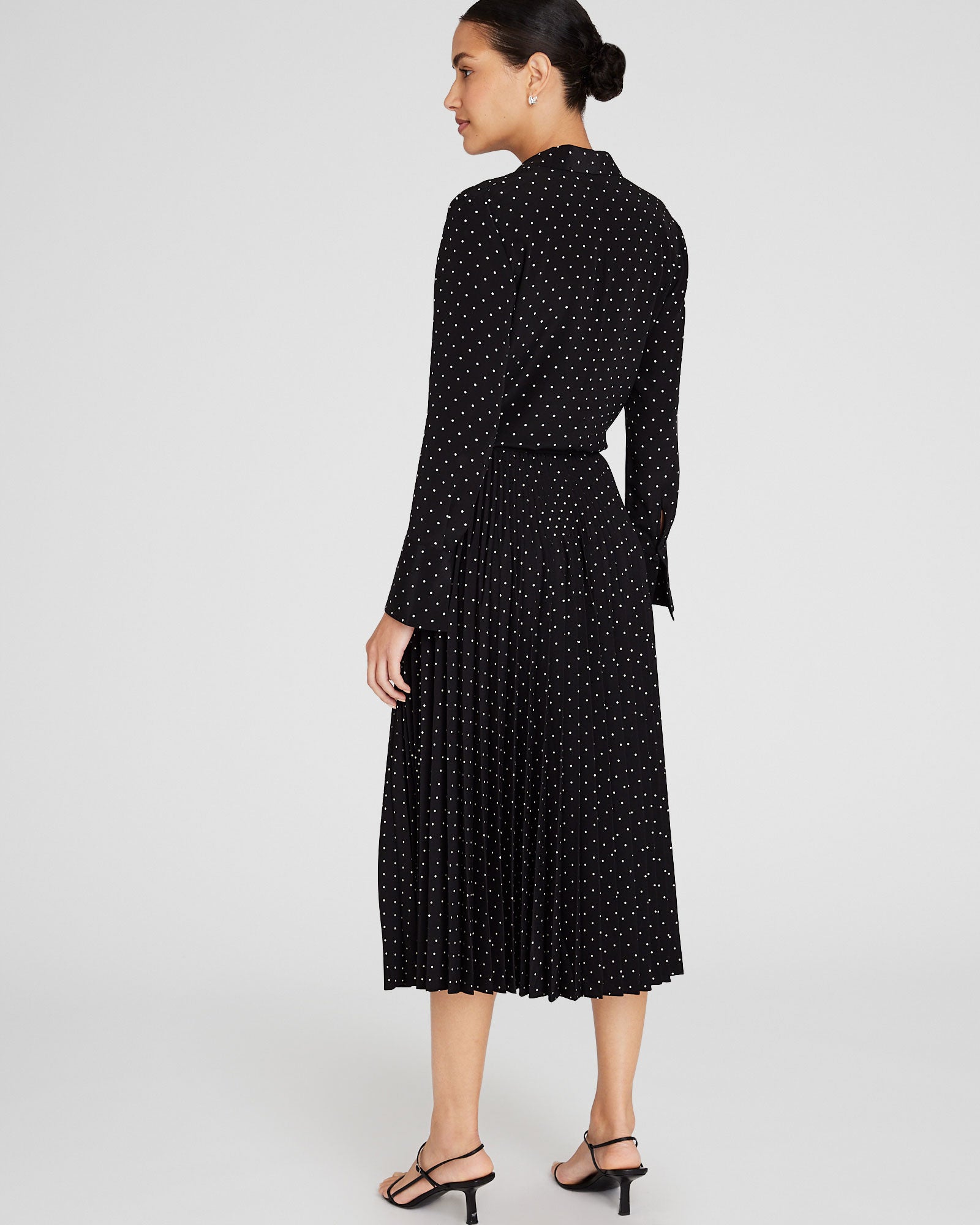 CLUB MONACO - Jupe midi plissée à pois - Noir