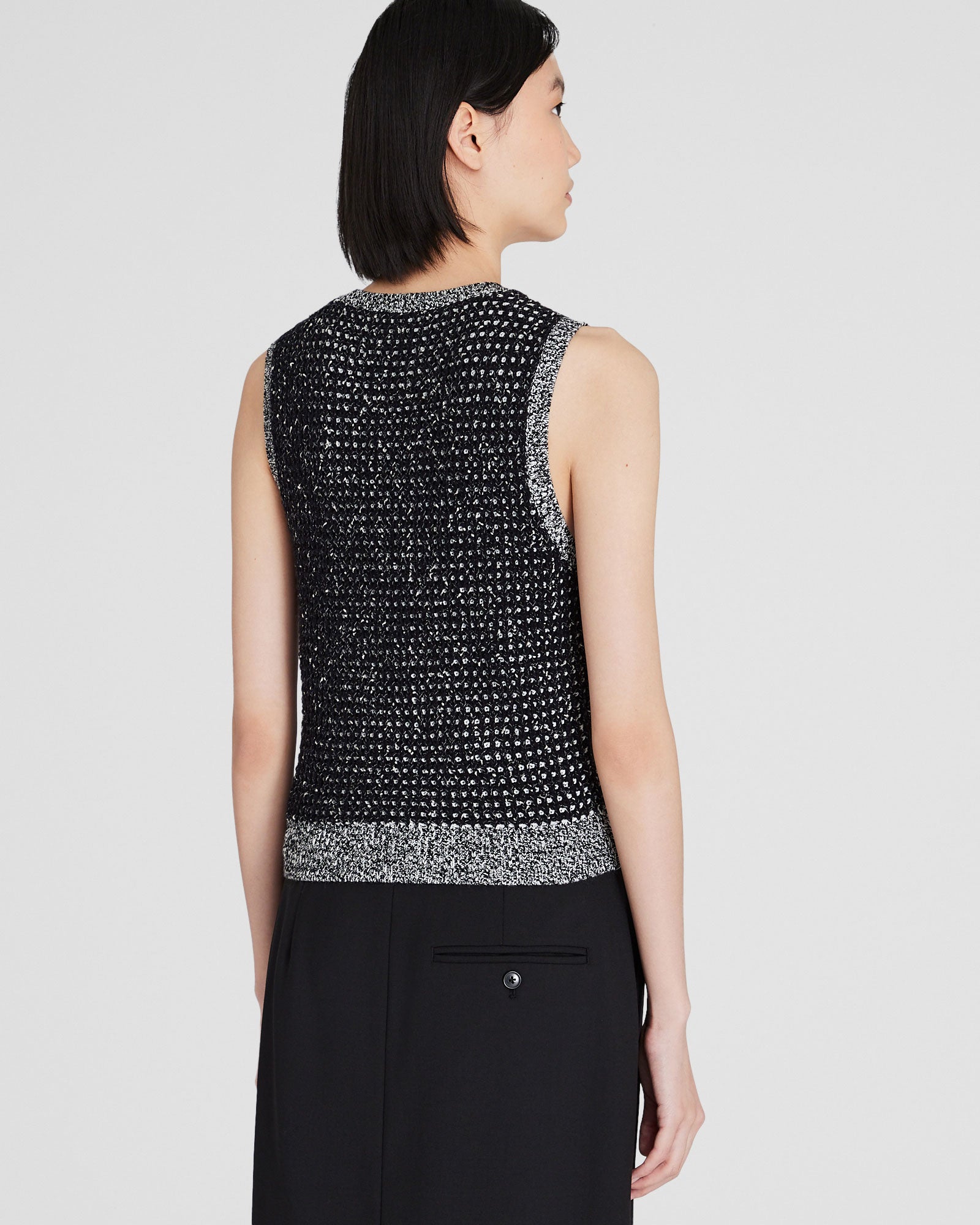 CLUB MONACO - Haut sans manches en tweed - Noir