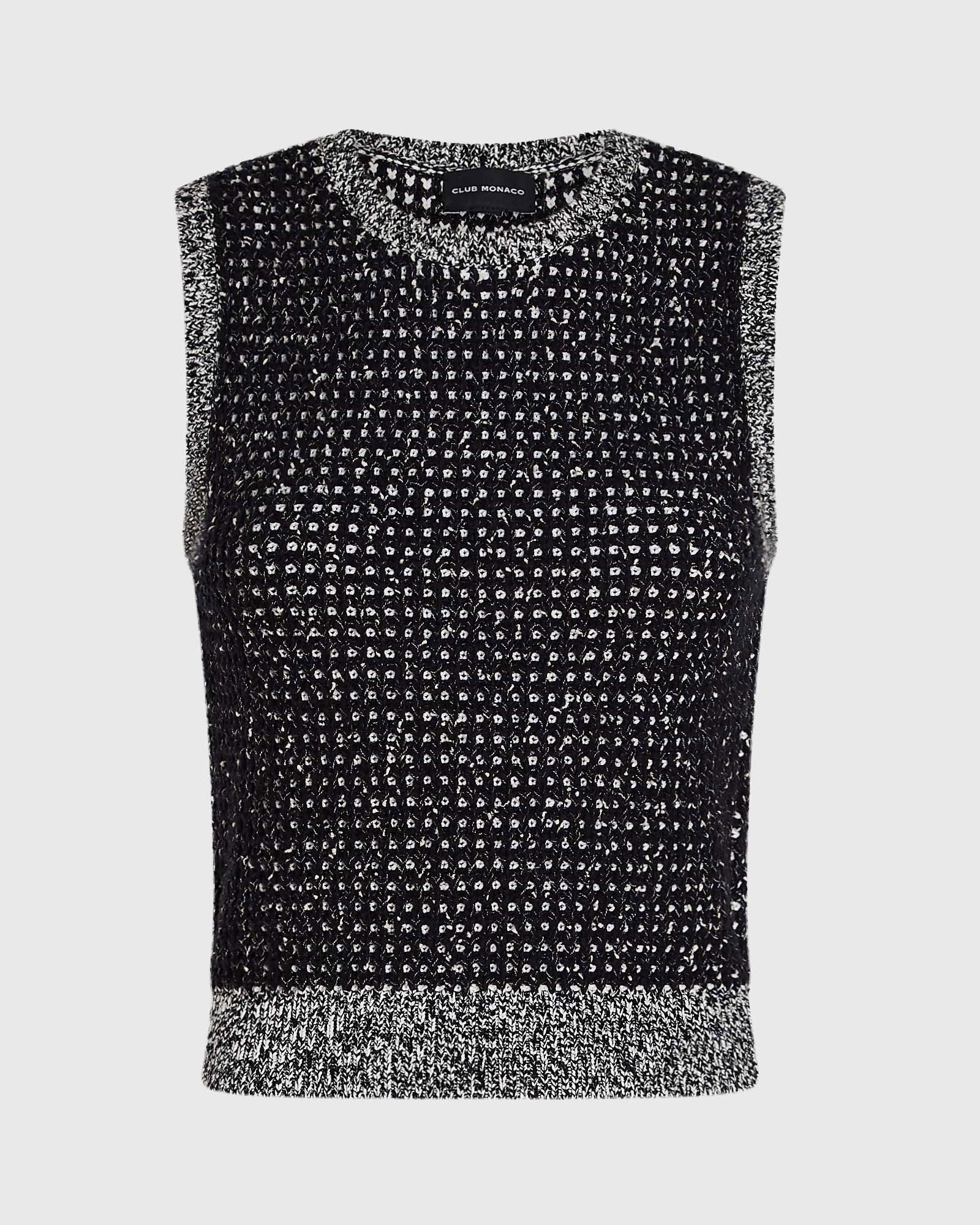 CLUB MONACO - Haut sans manches en tweed - Noir
