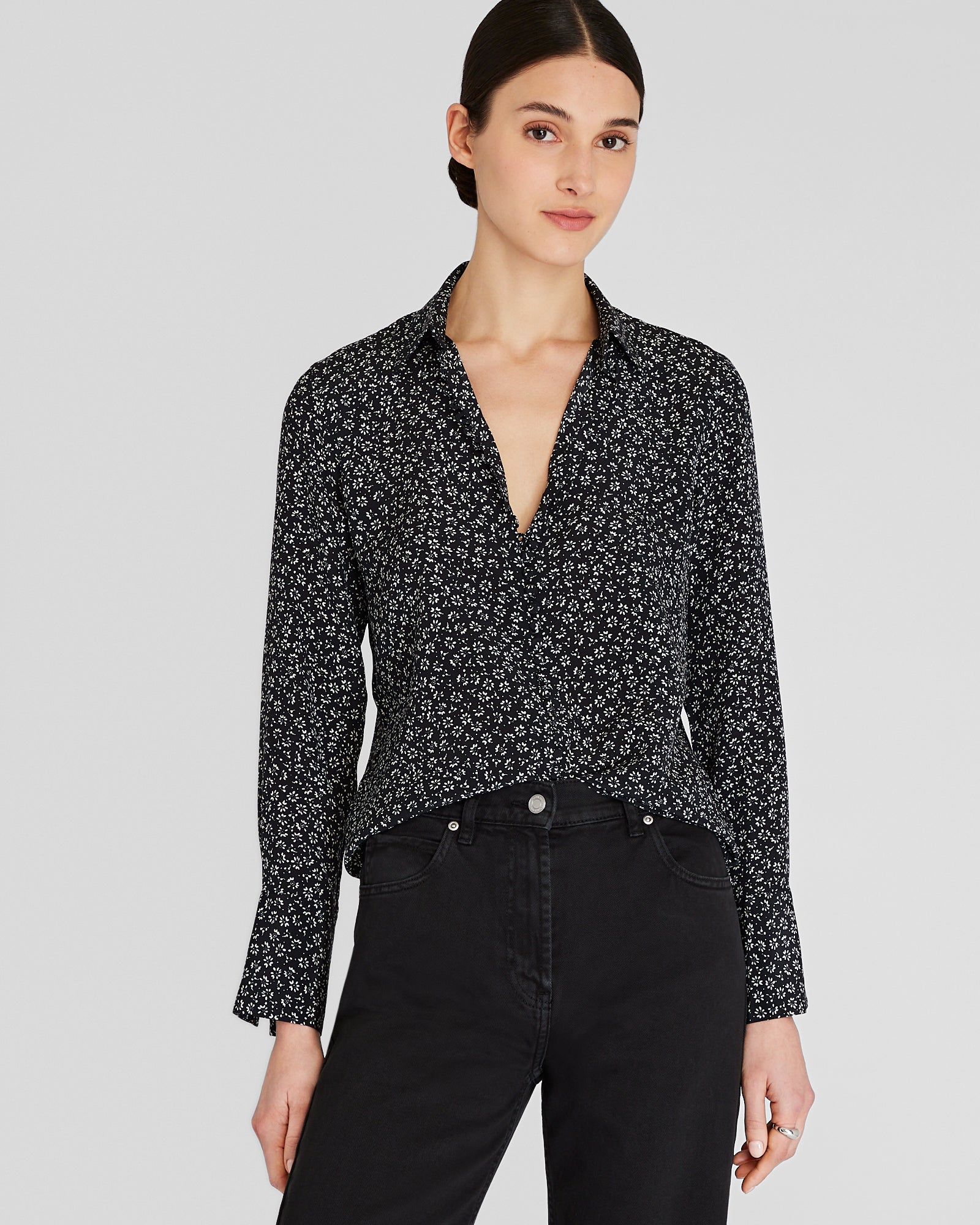 CLUB MONACO - Printed Helek Silk Shirt - Noir