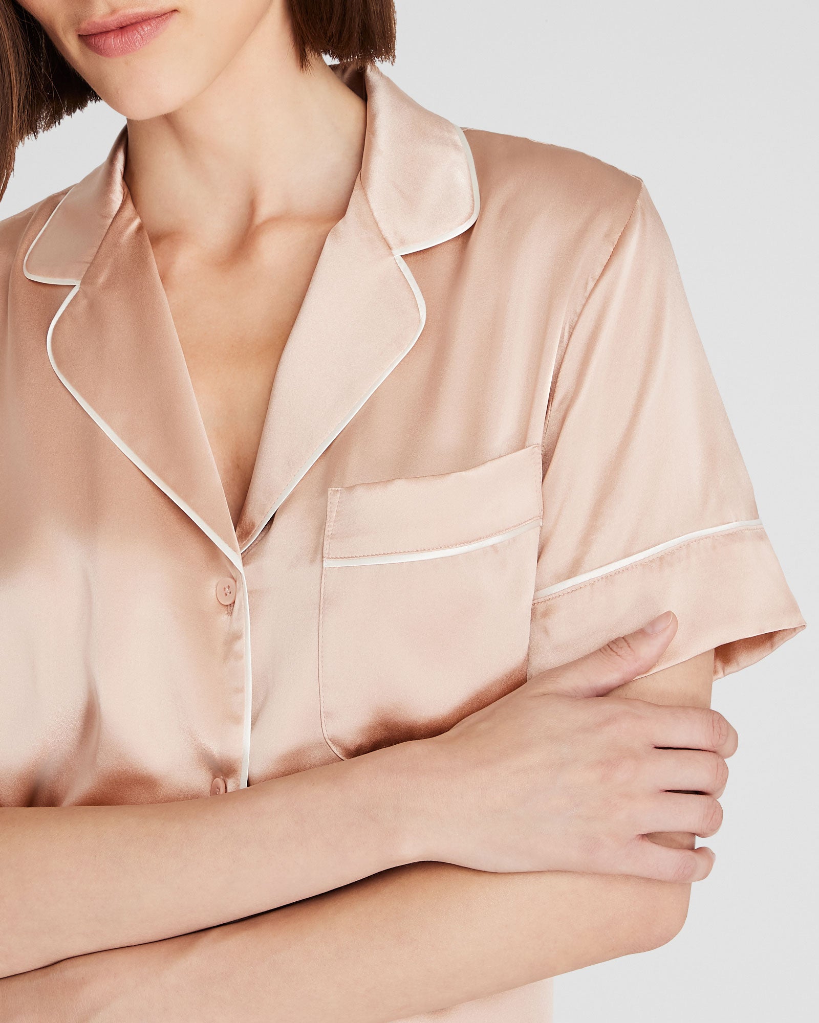 CLUB MONACO - Silk Short-Sleeve Pajama Set - Dusty Rose