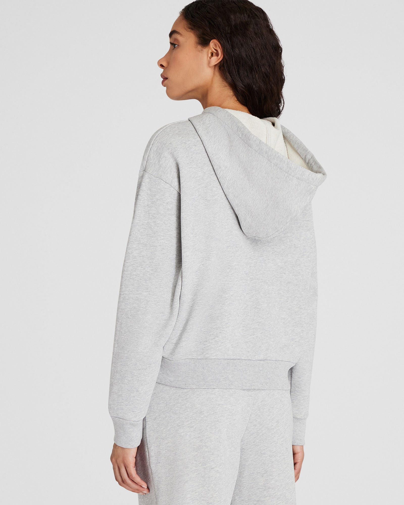 CLUB MONACO - Classic Cropped Cotton Hoodie - Medium Heather Grey