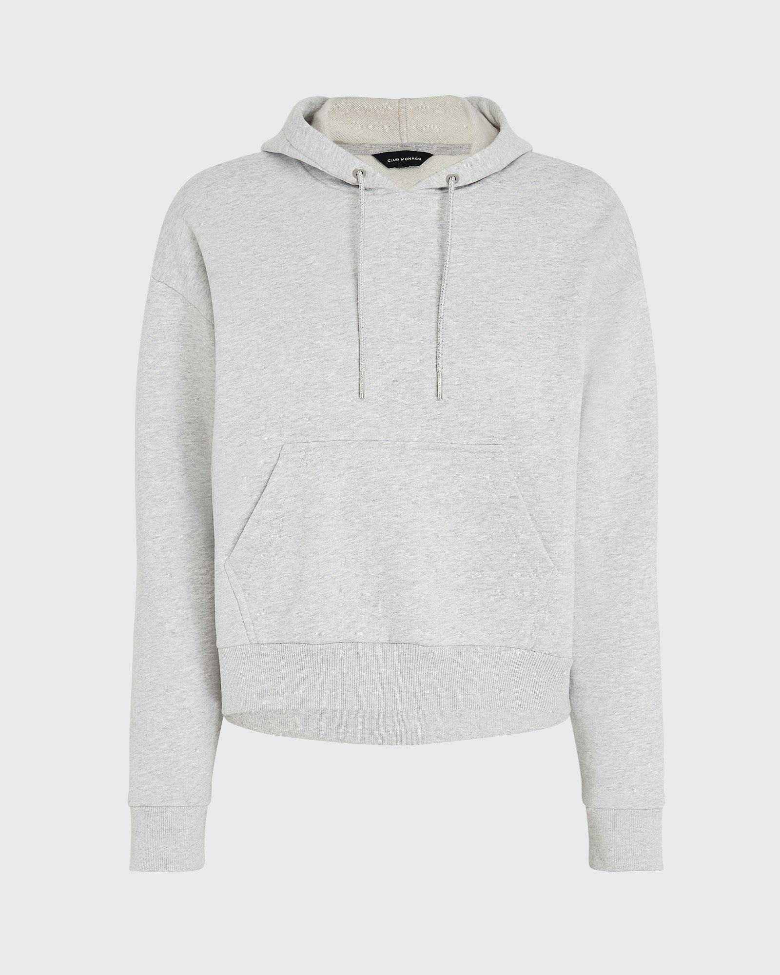 CLUB MONACO - Classic Cropped Cotton Hoodie - Medium Heather Grey