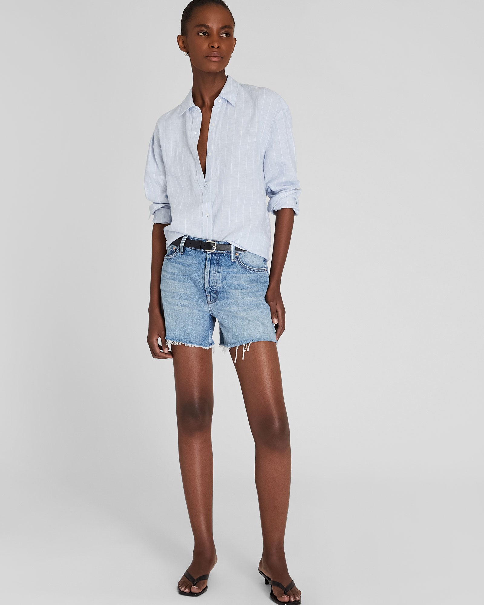 CLUB MONACO - MOTHER The Skipper Short And Long Fray - Denim