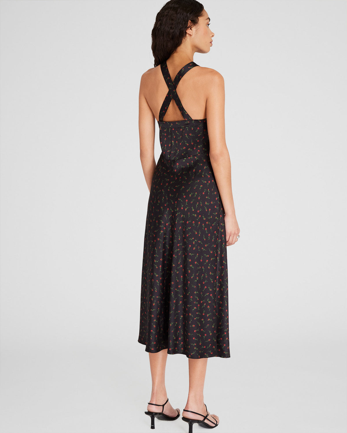 Club Monaco - Floral Print V-Neck Silk Midi Dress - Porto