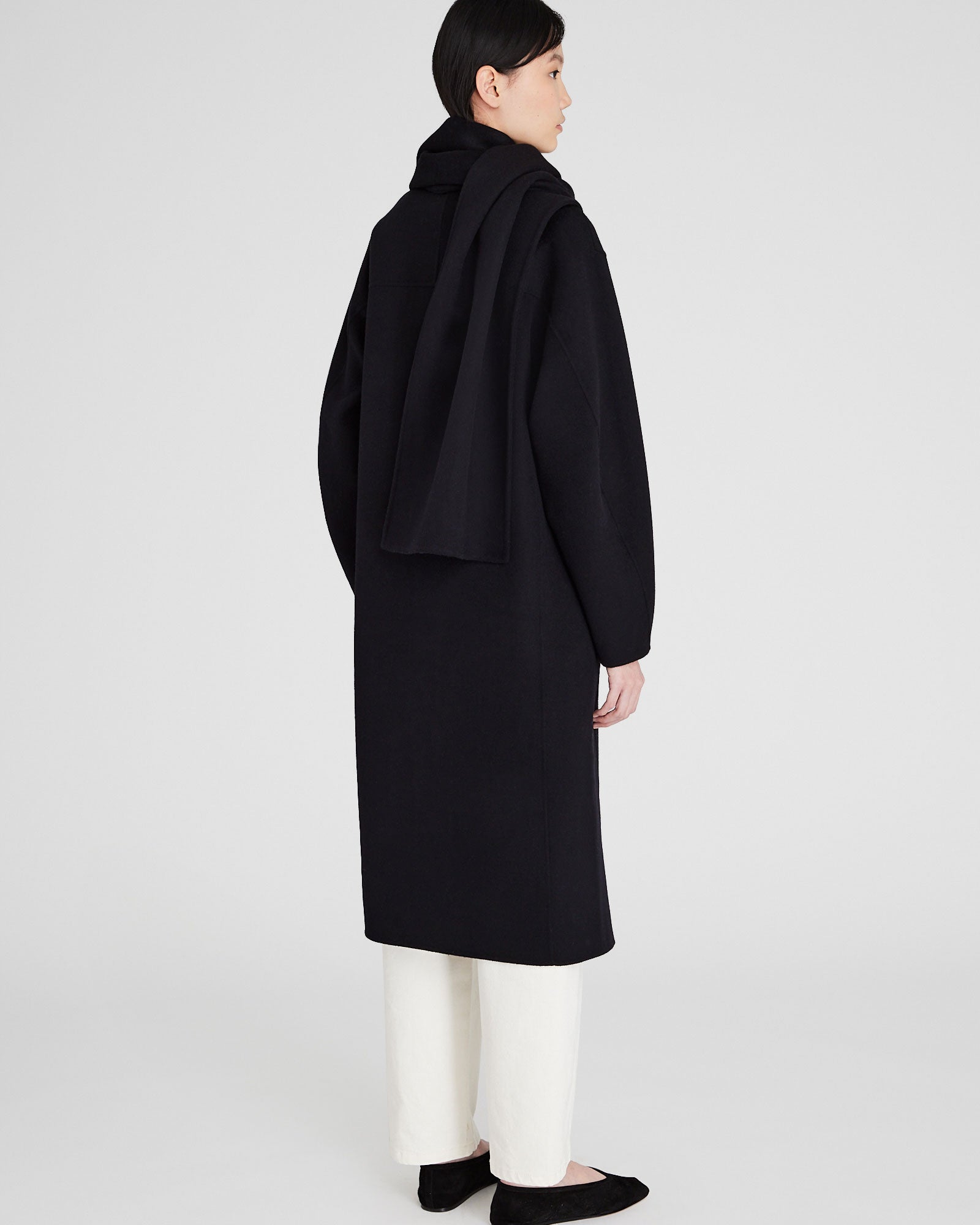 CLUB MONACO - Manteau double-face à écharpe - Noir
