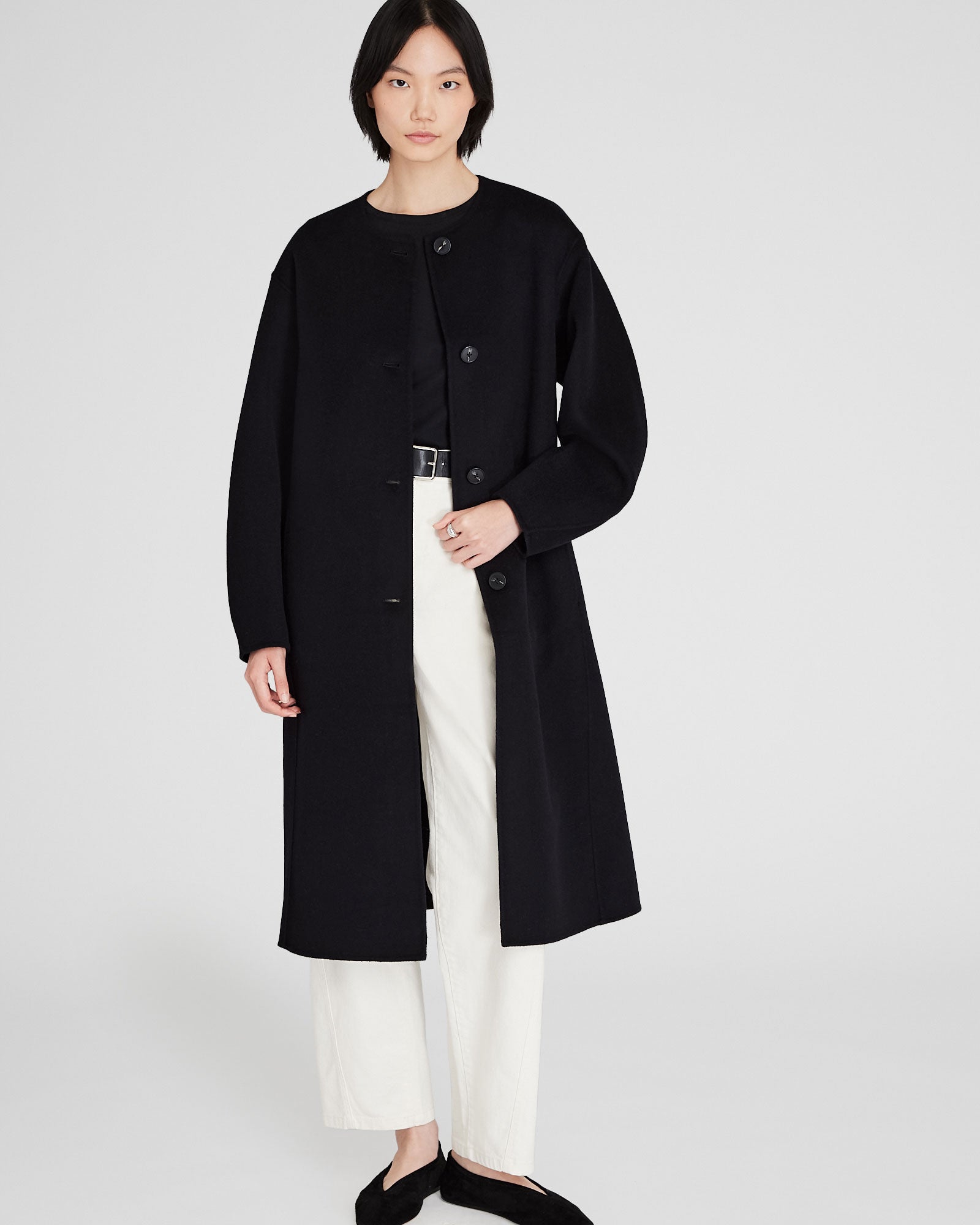 CLUB MONACO - Manteau double-face à écharpe - Noir