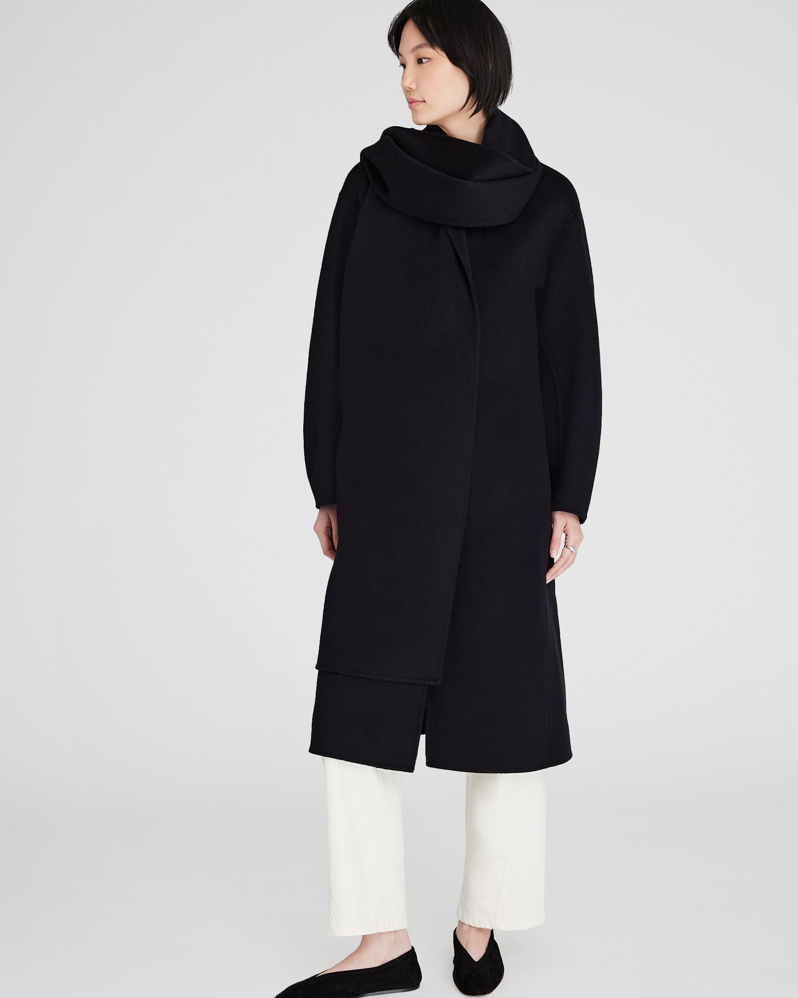 CLUB MONACO - Manteau double-face à écharpe - Noir