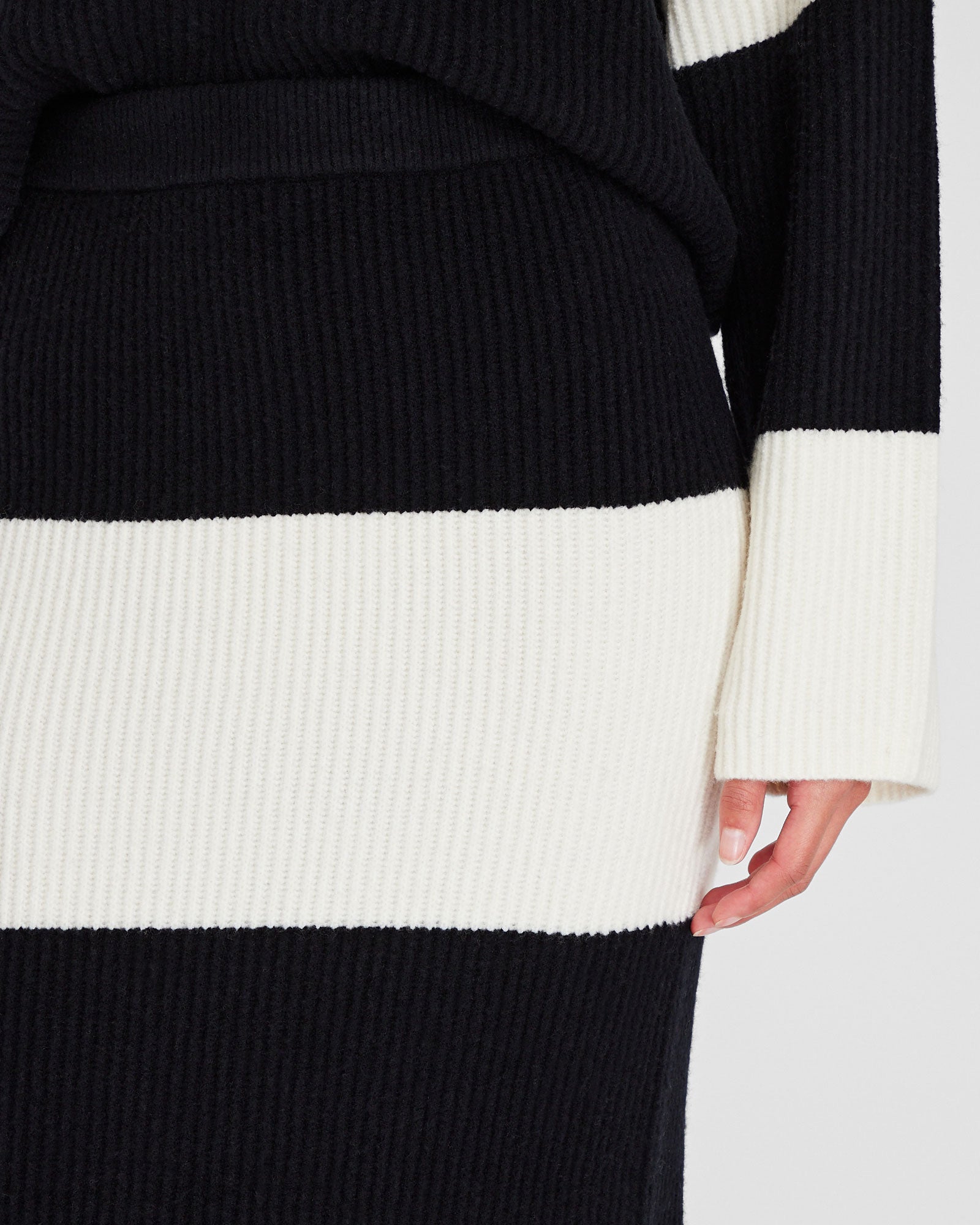 CLUB MONACO - Striped Wool Blend Midi Skirt - White Base Stripe #4