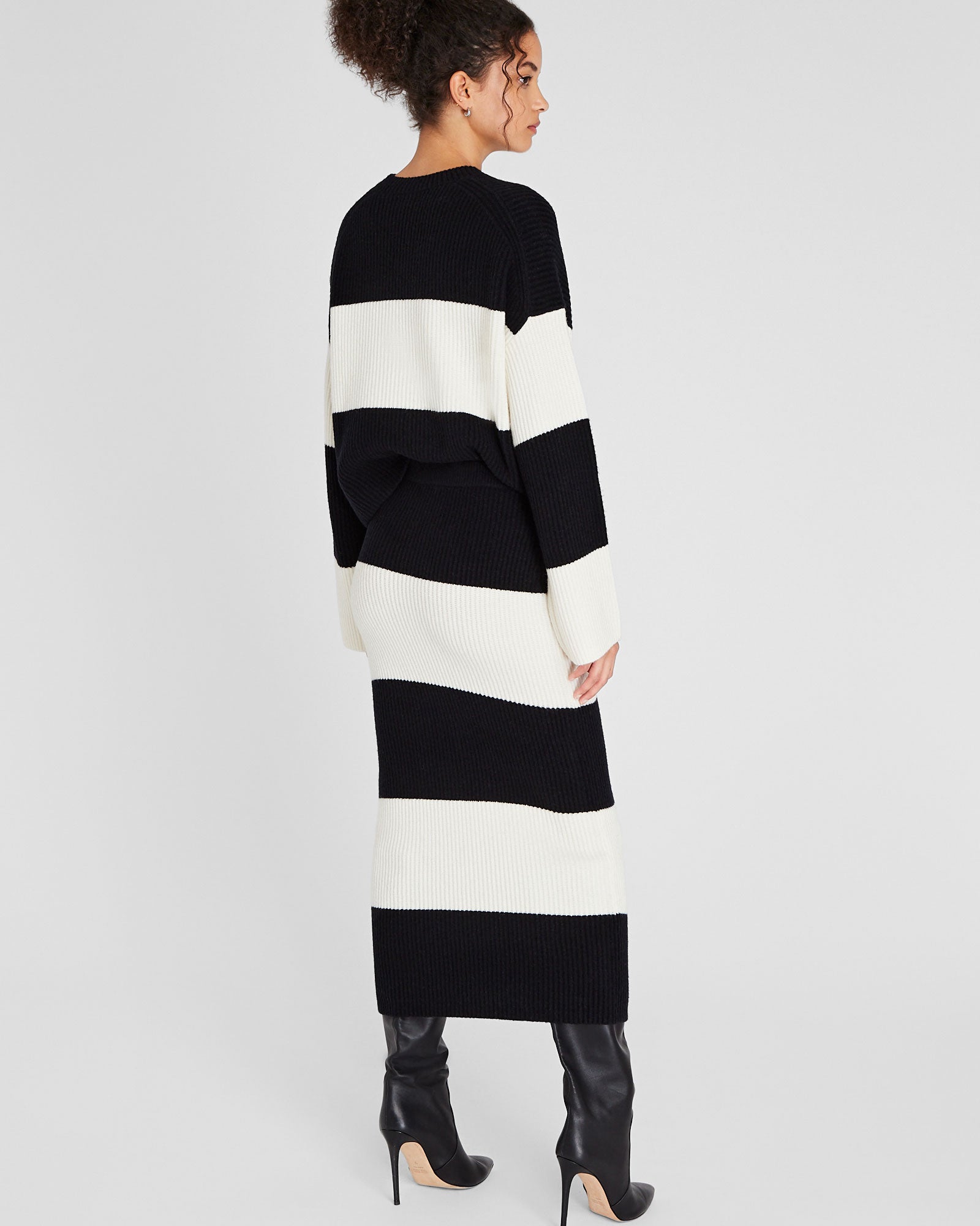CLUB MONACO - Striped Wool Blend Midi Skirt - White Base Stripe #4
