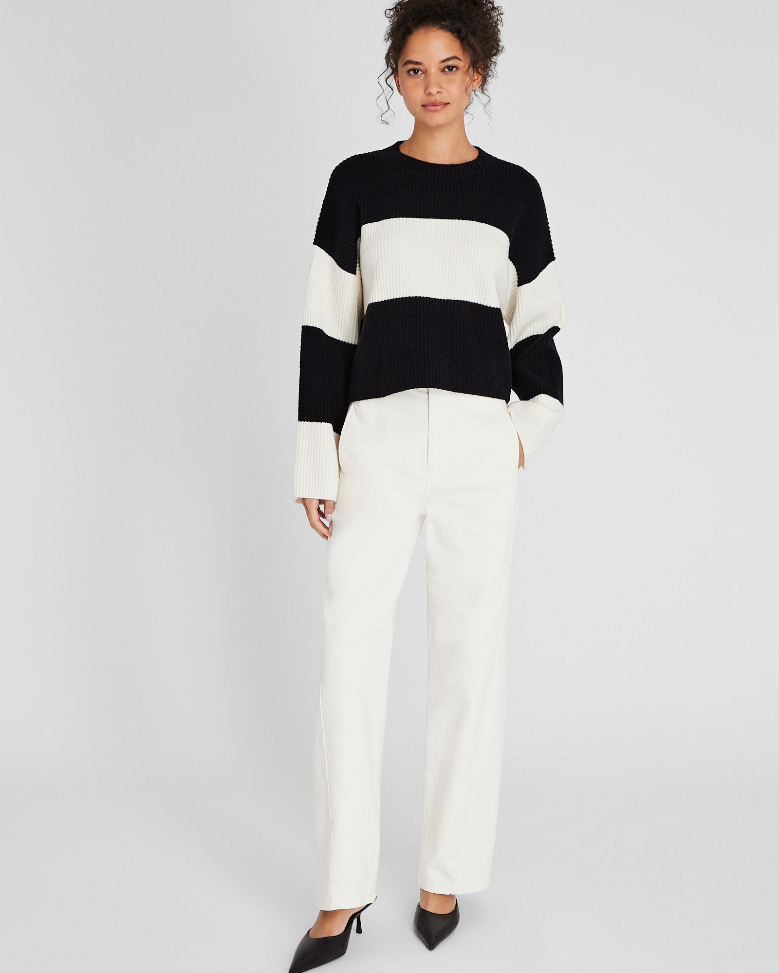 CLUB MONACO - Pull rayé en laine mélangée - Modèle de base blanche n°4